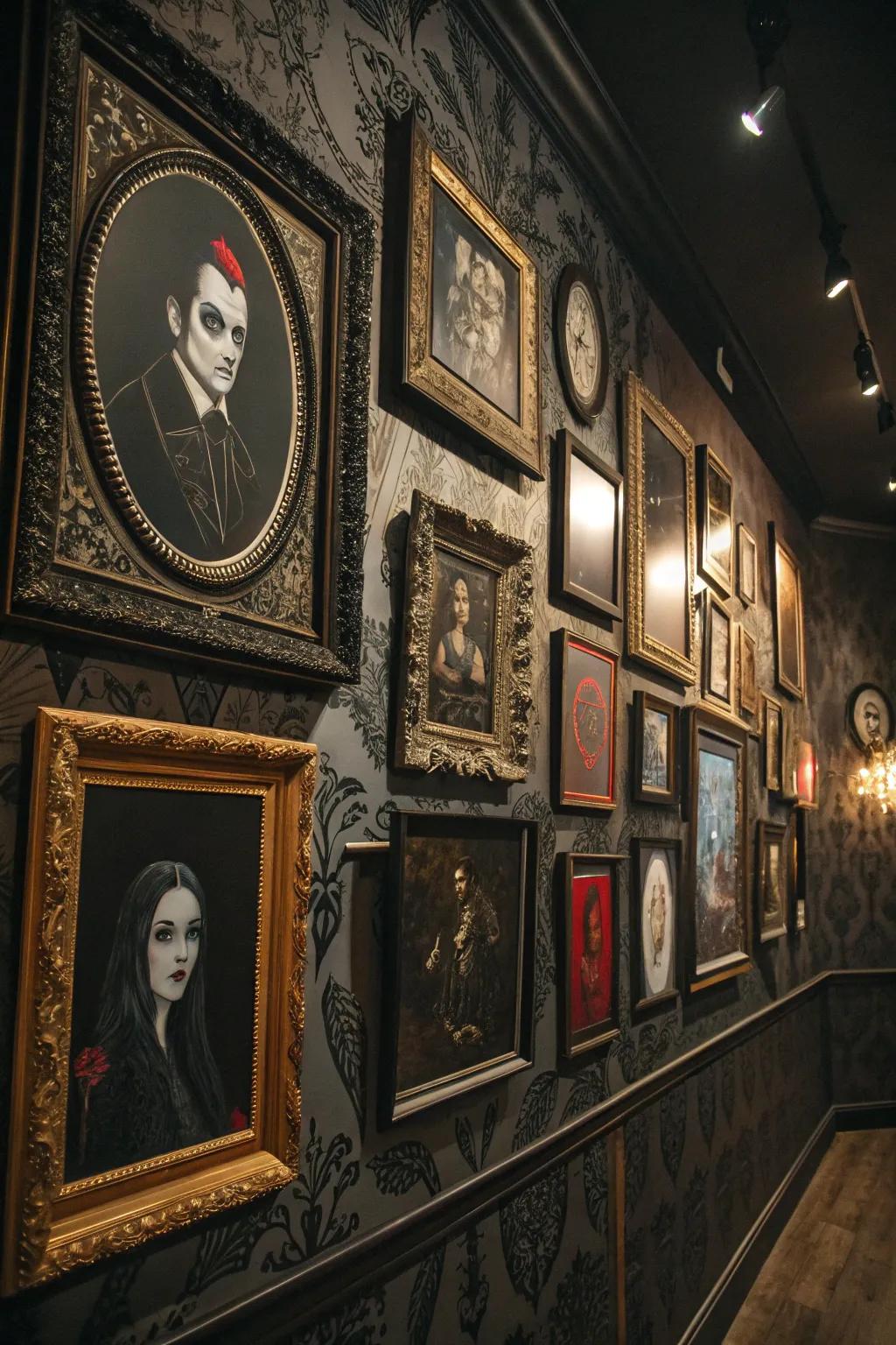 A display arrangement that conveys a narrative in each framework.