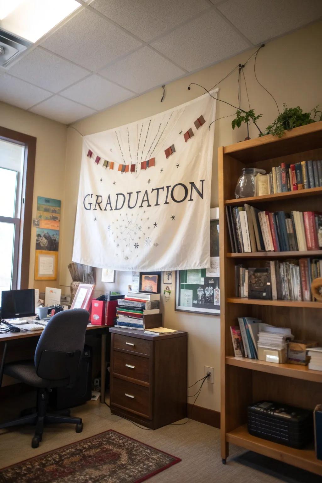 An inspiring banner with a motivational saying for graduates.