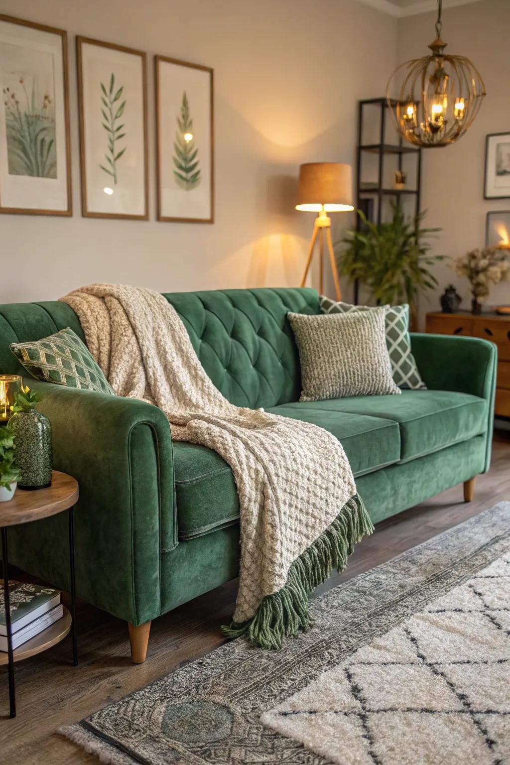 Layering textures adds richness and warmth to your living room.