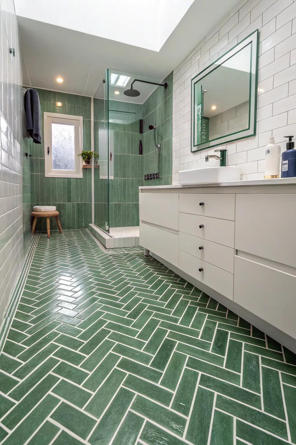 Herringbone layouts contribute sophistication and motion.