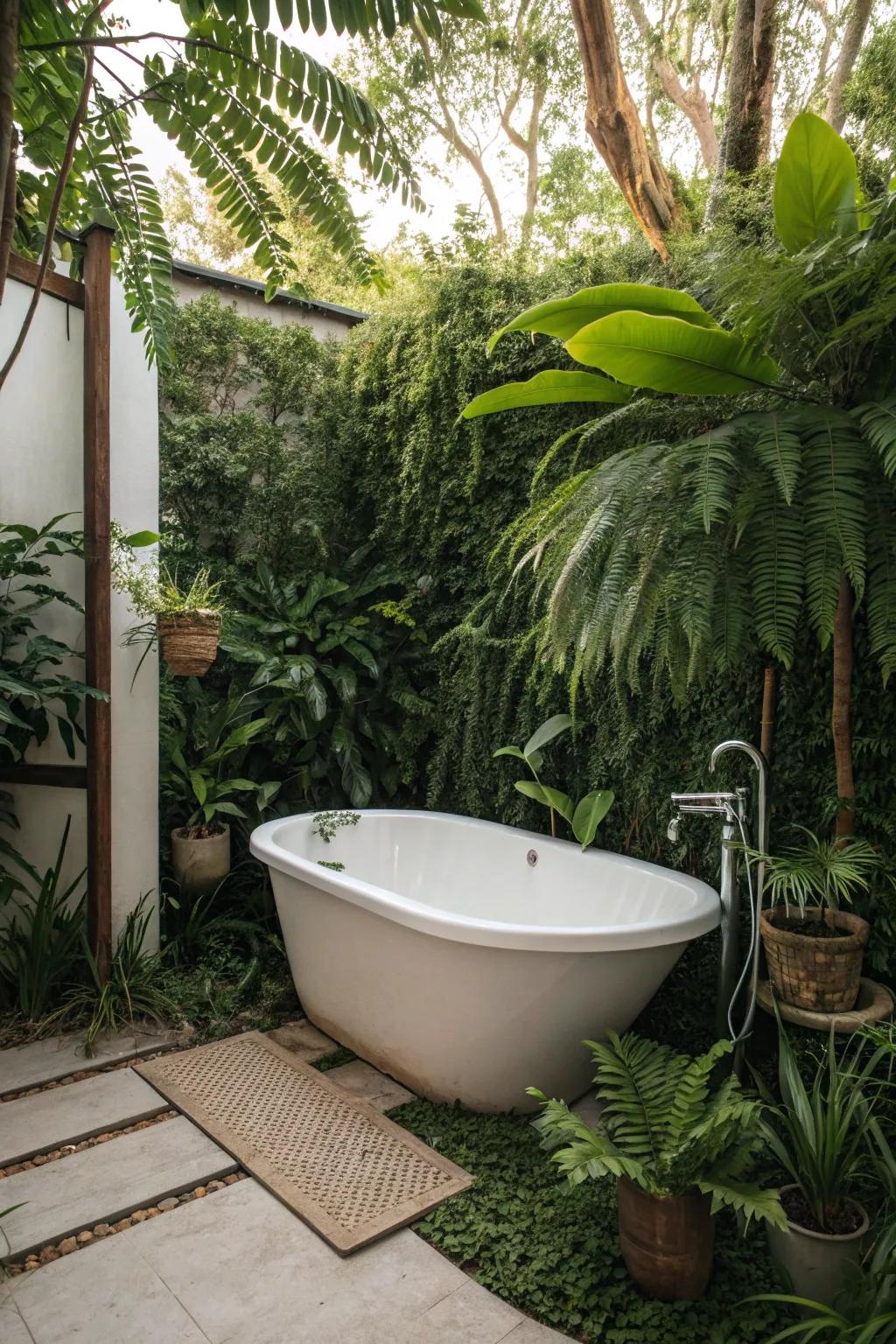 Unwind in a standalone tub surrounded by the beauty of nature.