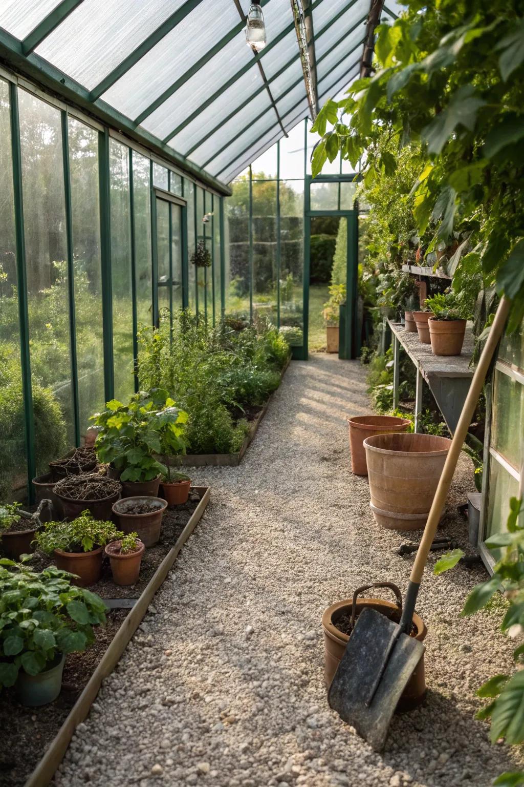 Gravel floors ensure practicality and superior drainage.