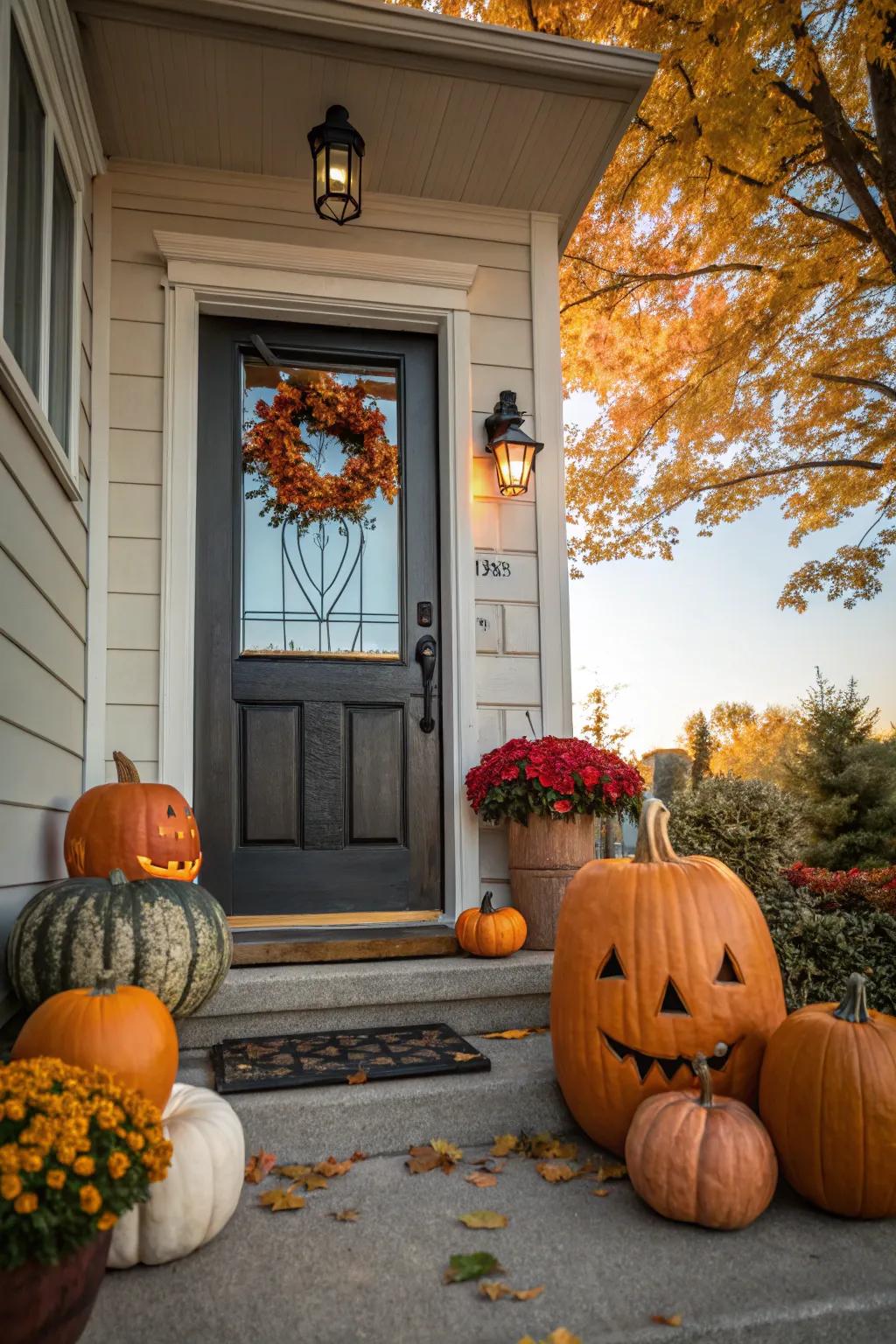 A squash display design infuses celebratory charm into your door.