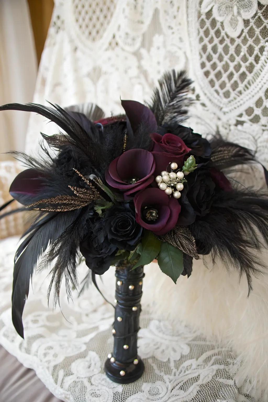 Plumes provide a distinctive, ethereal sense to Halloween ceremony bouquets.