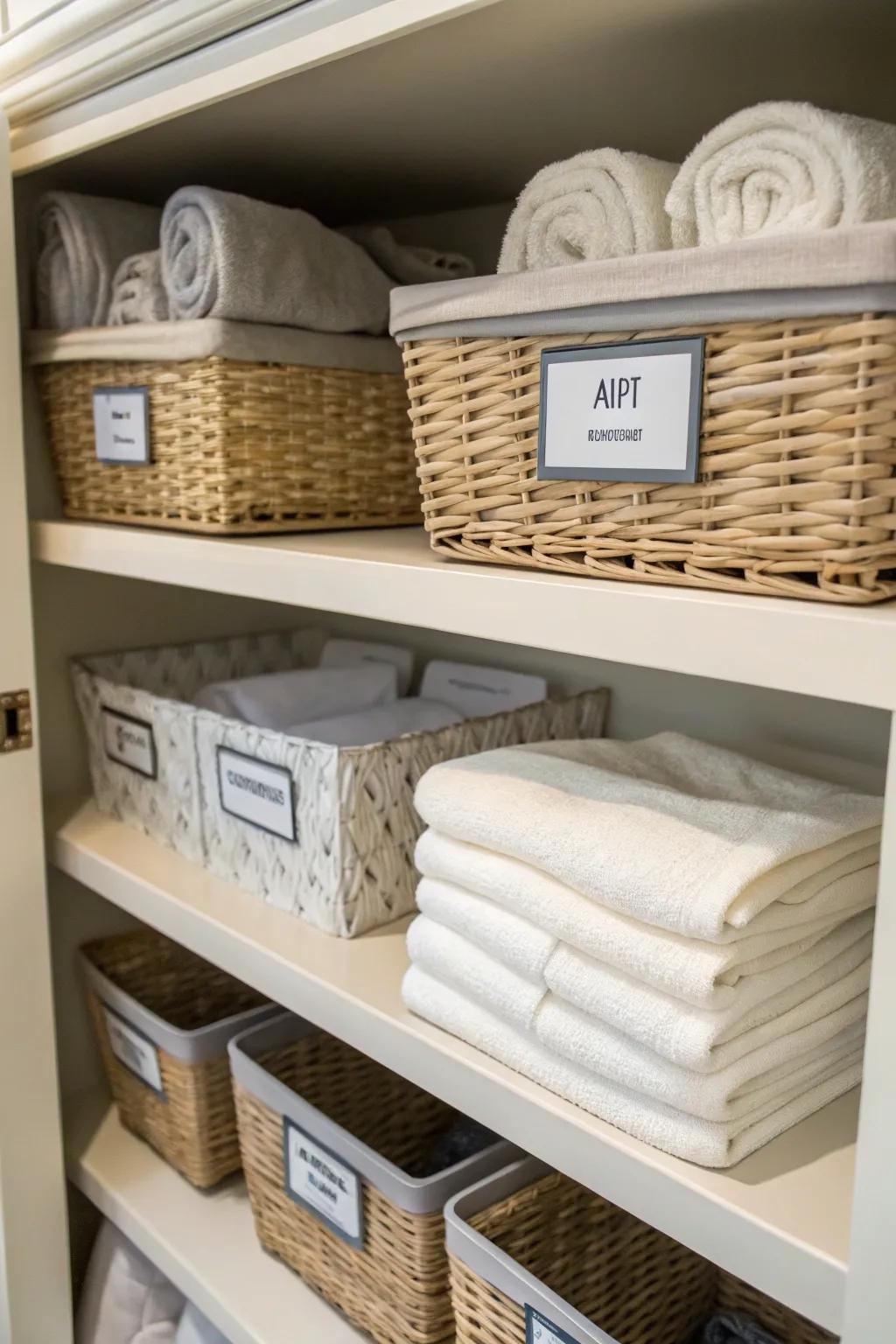 Labels introduce clarity and structure to your linen storage.