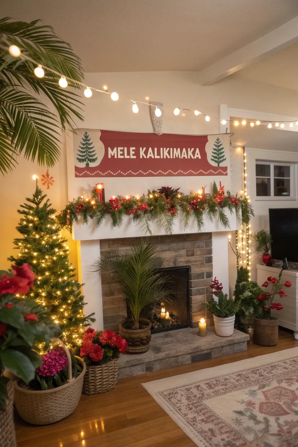 A Mele Kalikimaka banner to infuse your home with the island spirit.