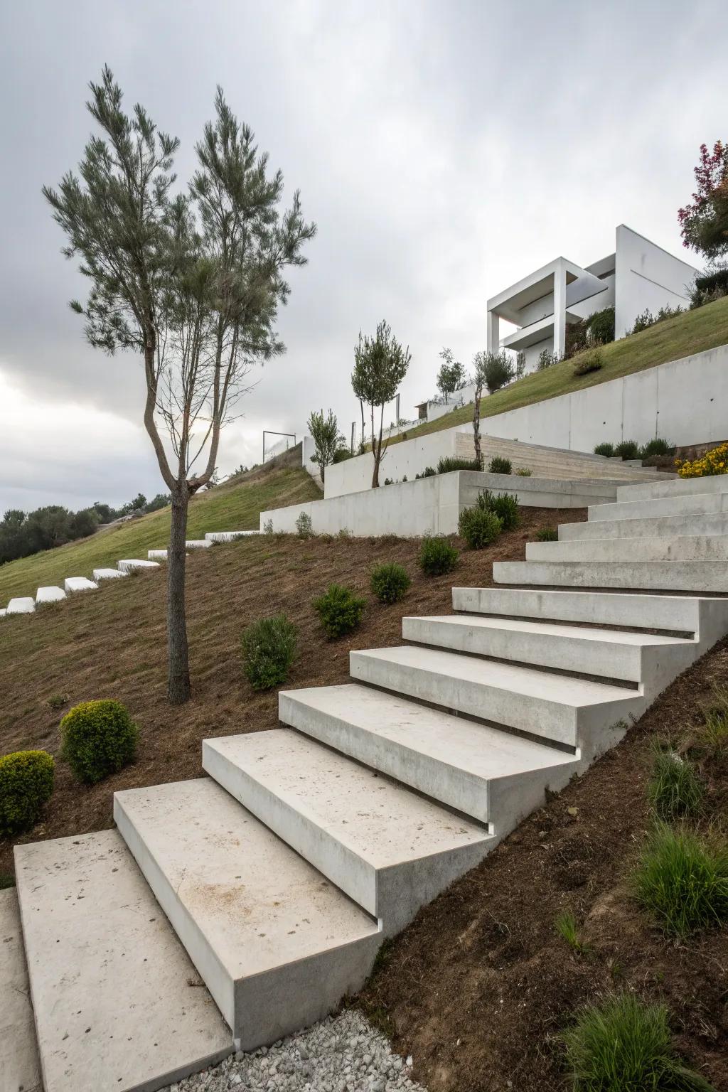 Floating stone steps add a modern flair to your landscape.