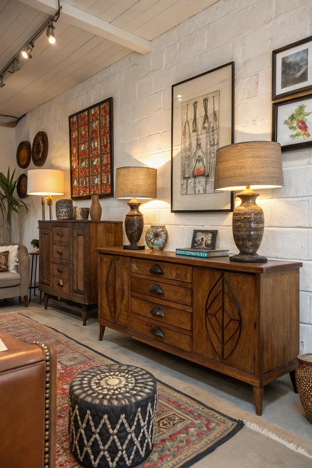 A varied home environment where vintage meets contemporary.
