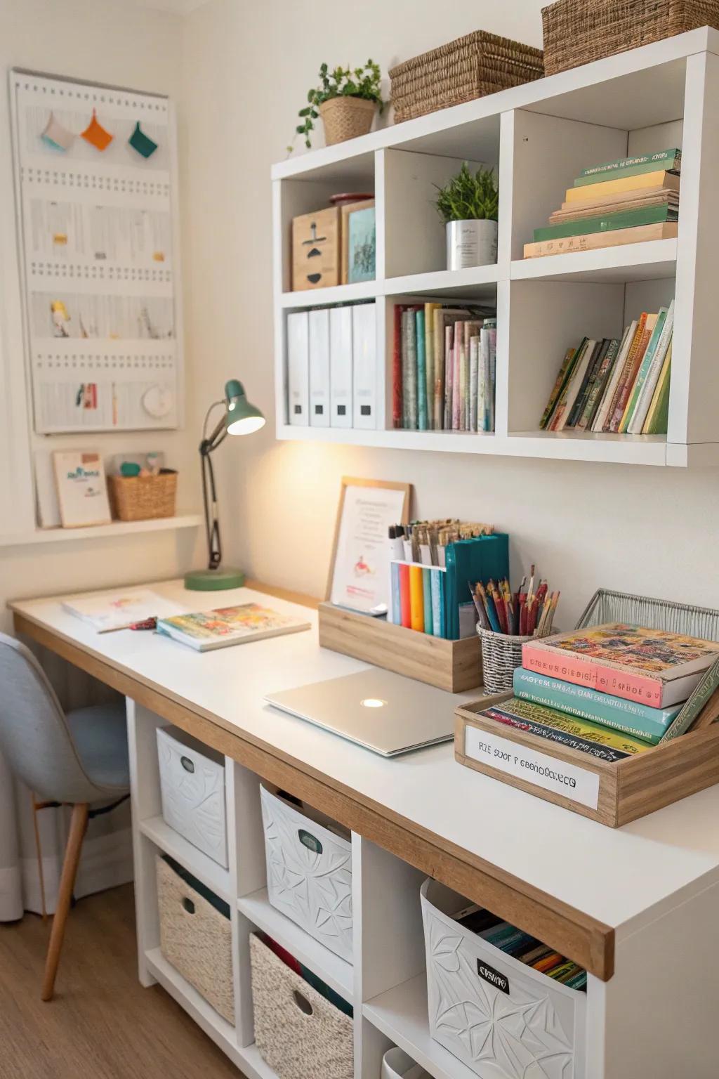 Effective organization solutions create an uncluttered learning area.