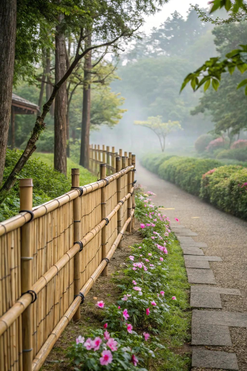 Bamboo strips introduce an exotic touch to your garden.
