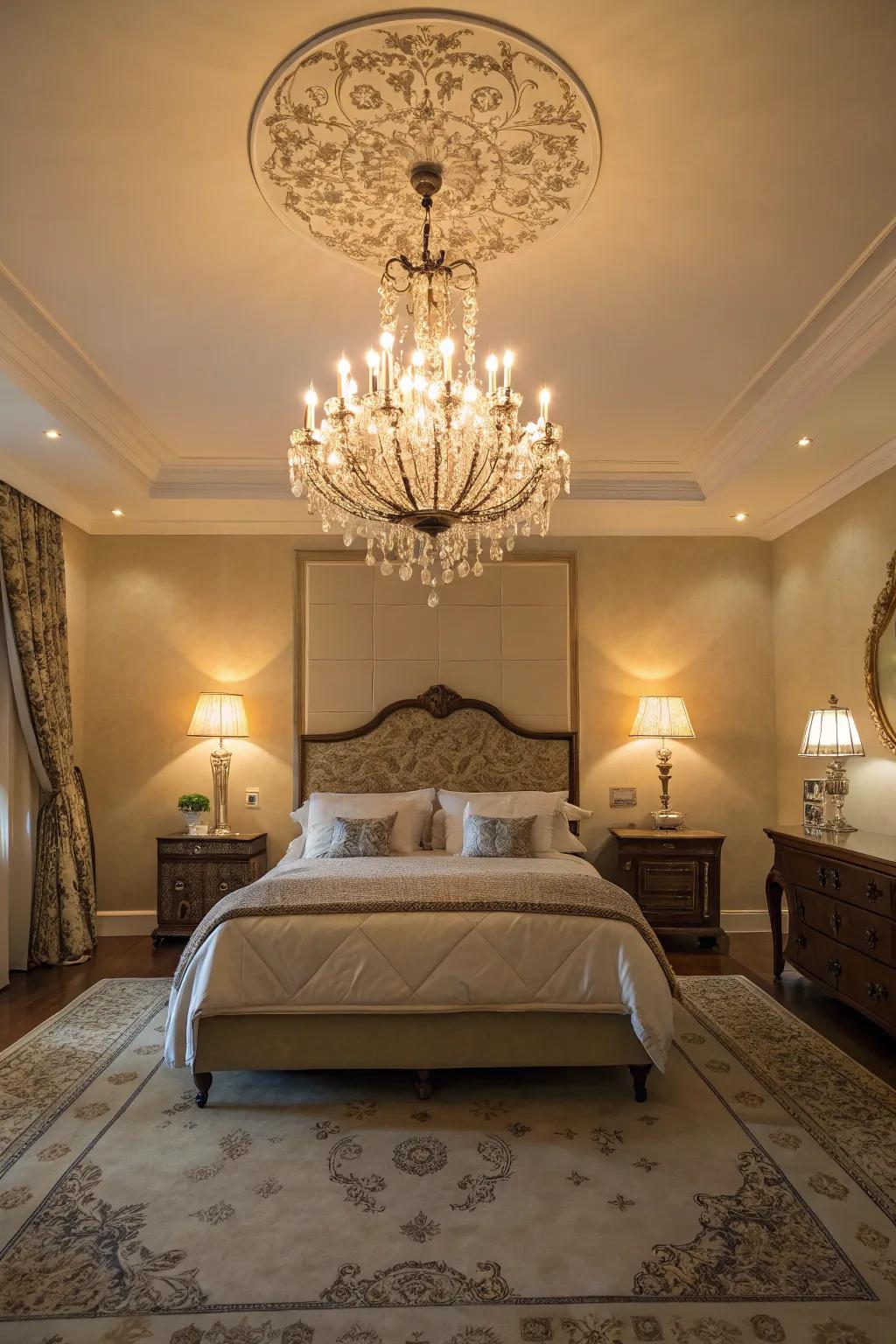 Accent lighting produces a toasty and inviting radiance.