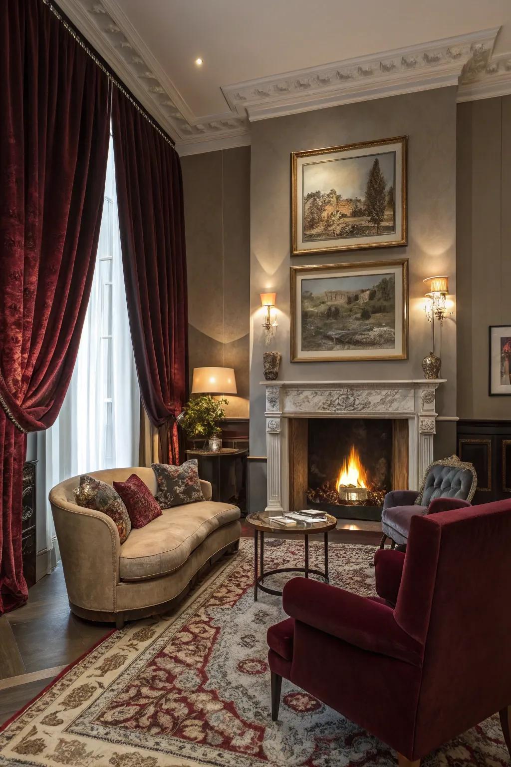 Rich materials like velvet bring an element of extravagance to your living area.