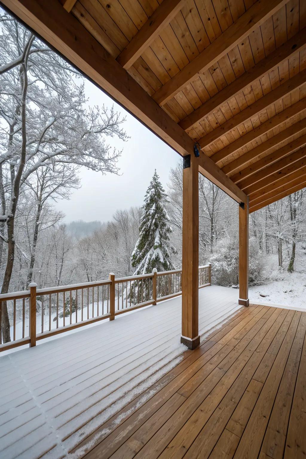 Sturdy roof structures offer long-lasting protection for decks during the winter months.