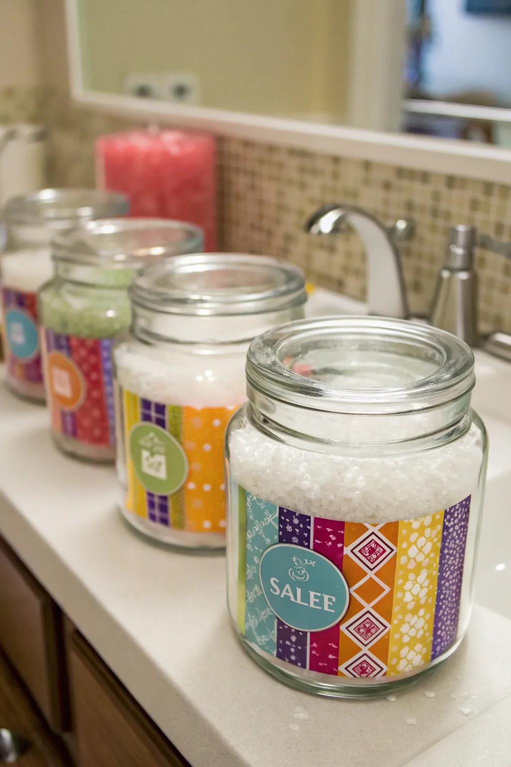Personalized stickers improving Epsom salt storage