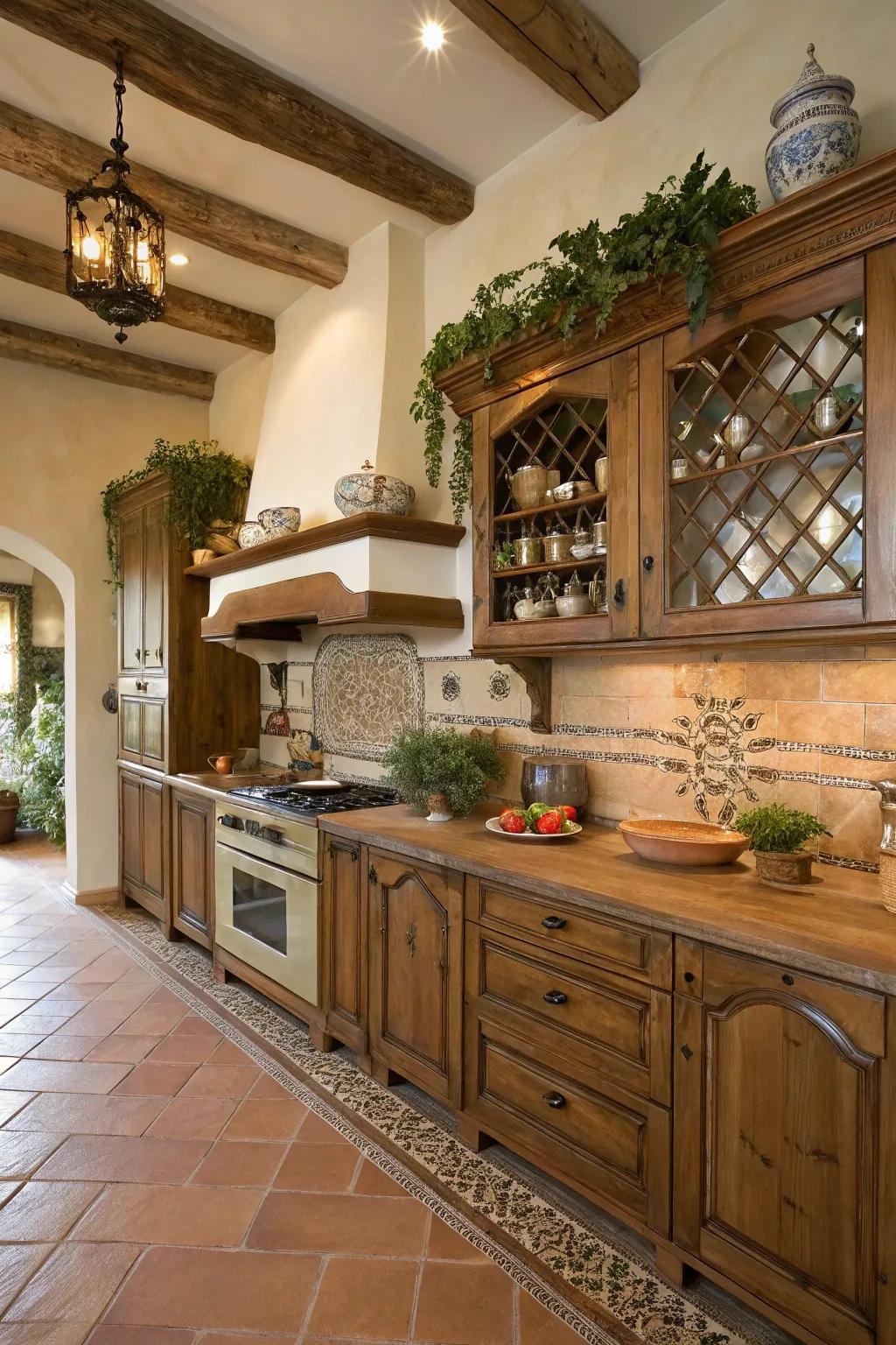 Custom wood cabinets add artisan style to this kitchen.