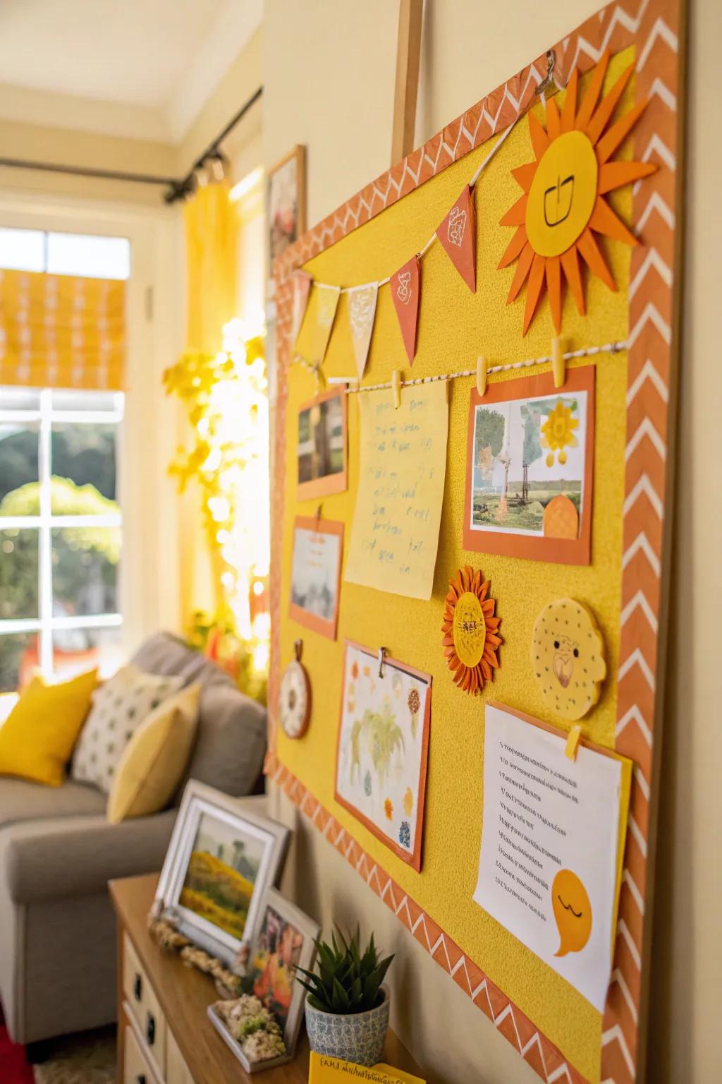 A display board that radiates warmth with a sun-kissed day theme.