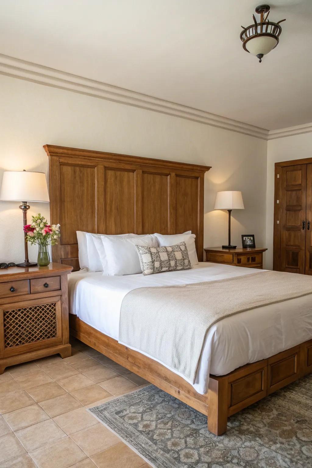 Wooden accents introduce a sense of rustic charm.