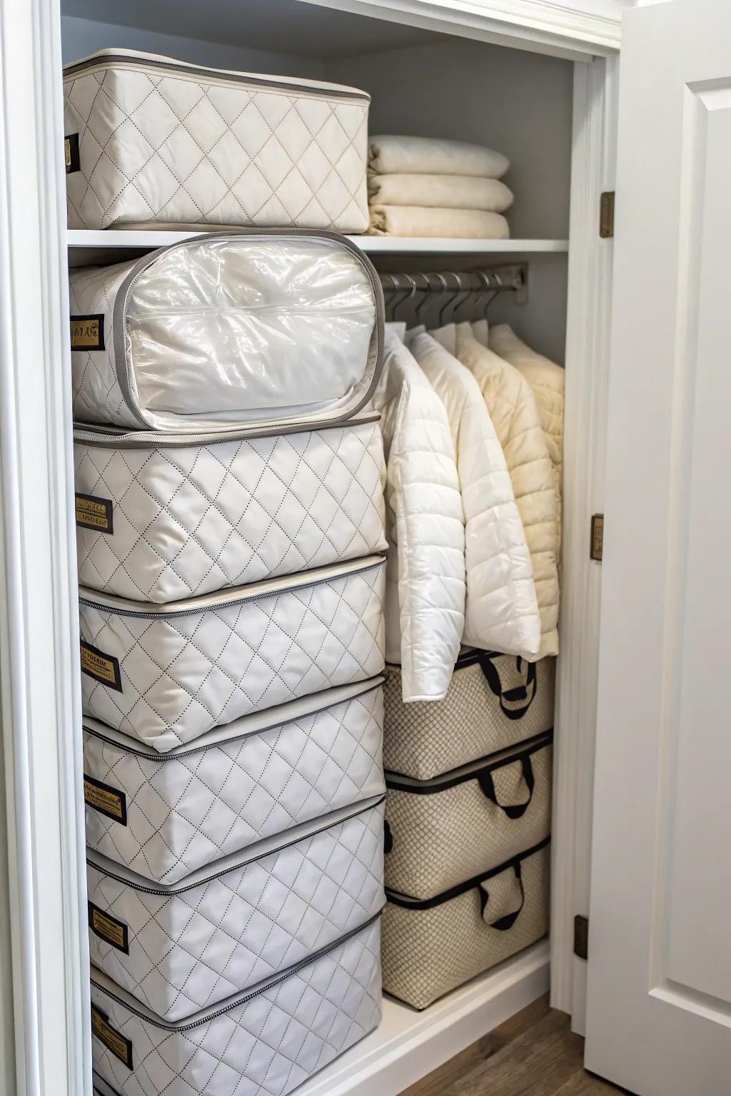 Tiered sacks offer an uncluttered and effective holding approach.