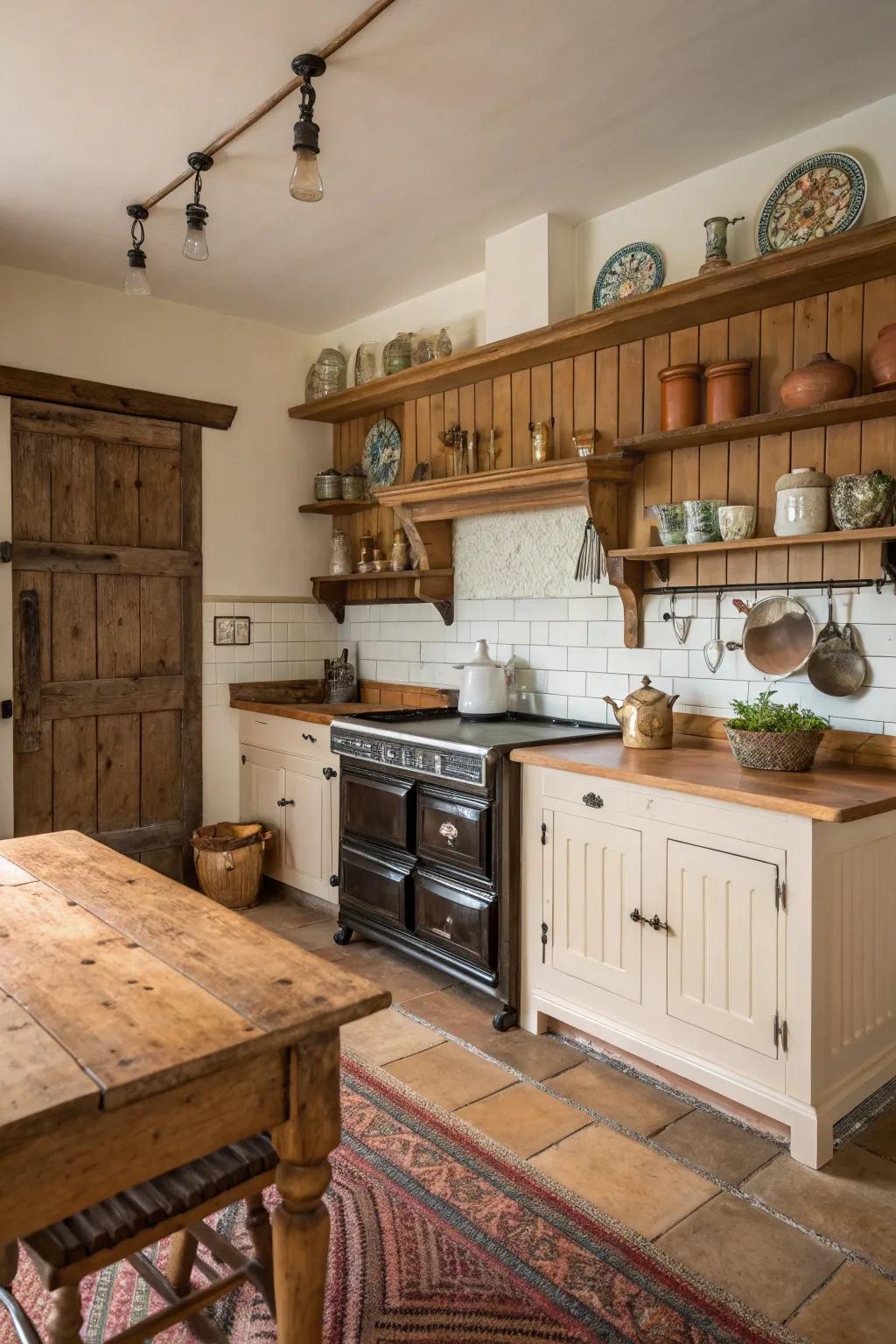 Rustic wood borders add warmth and a timeless charm to your kitchen.