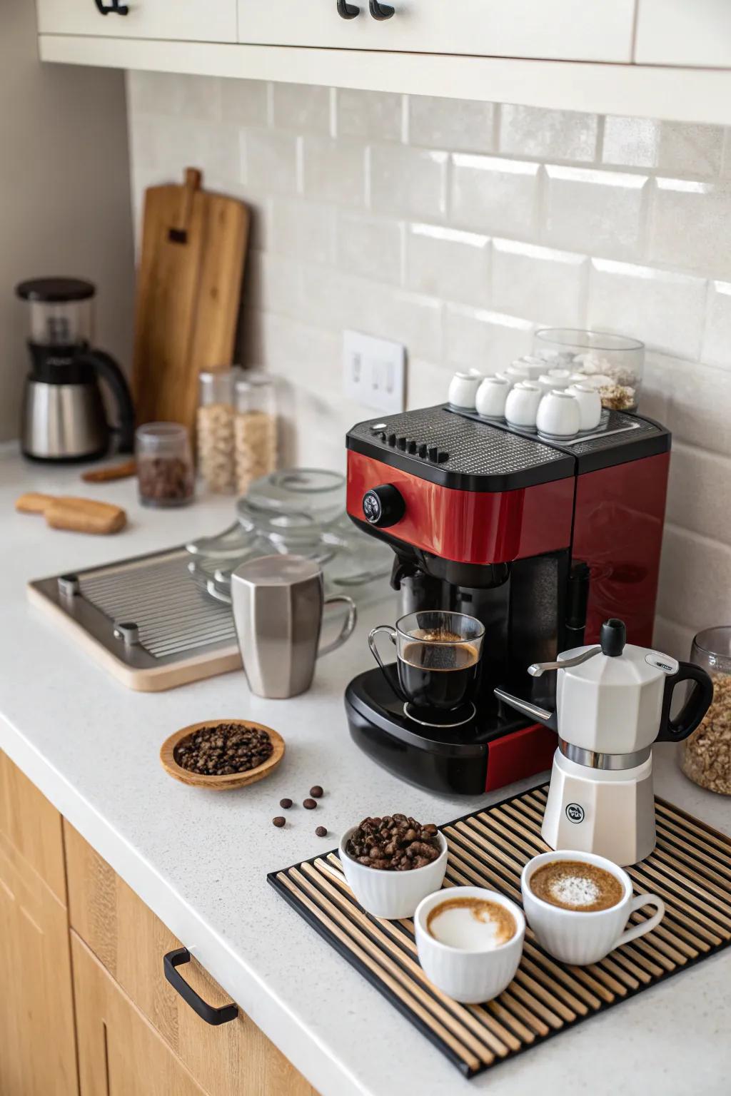A specified area for your coffee essentials promotes efficiency.