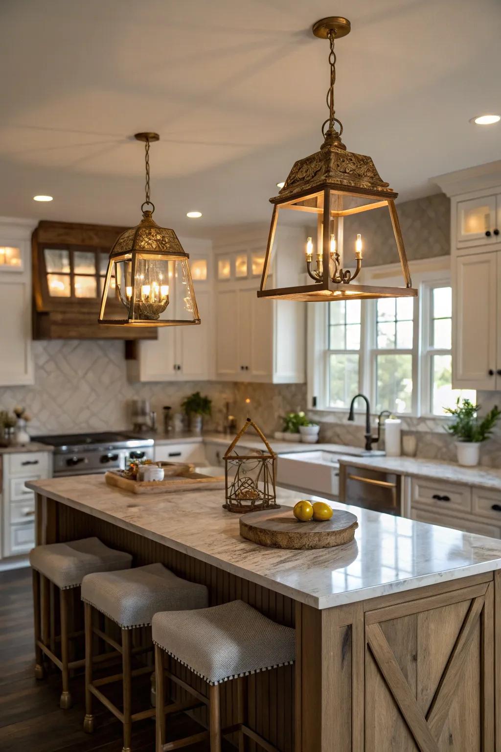 Mixing materials like brass and wood creates a balance of warmth and style.