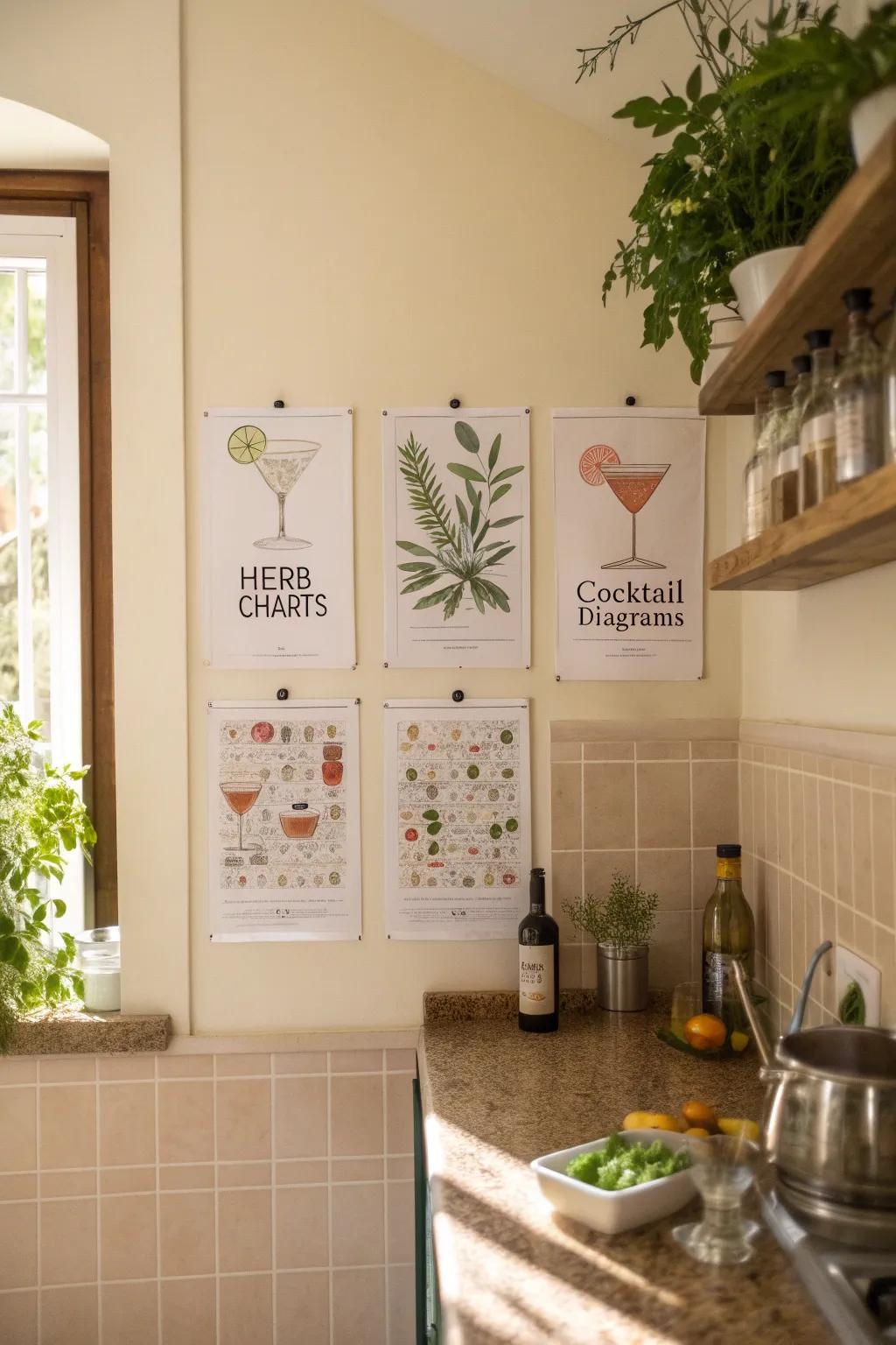 Informative kitchen prints offering both flair and functional use.