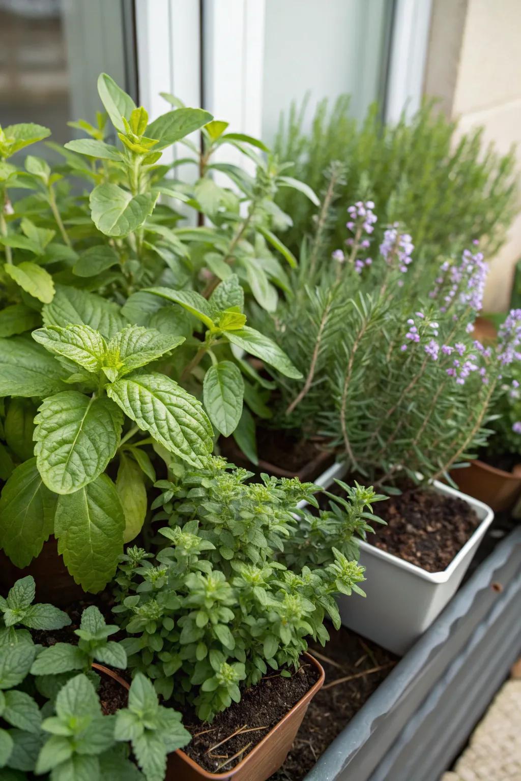 A mini herb garden makes a functional and fragrant addition.