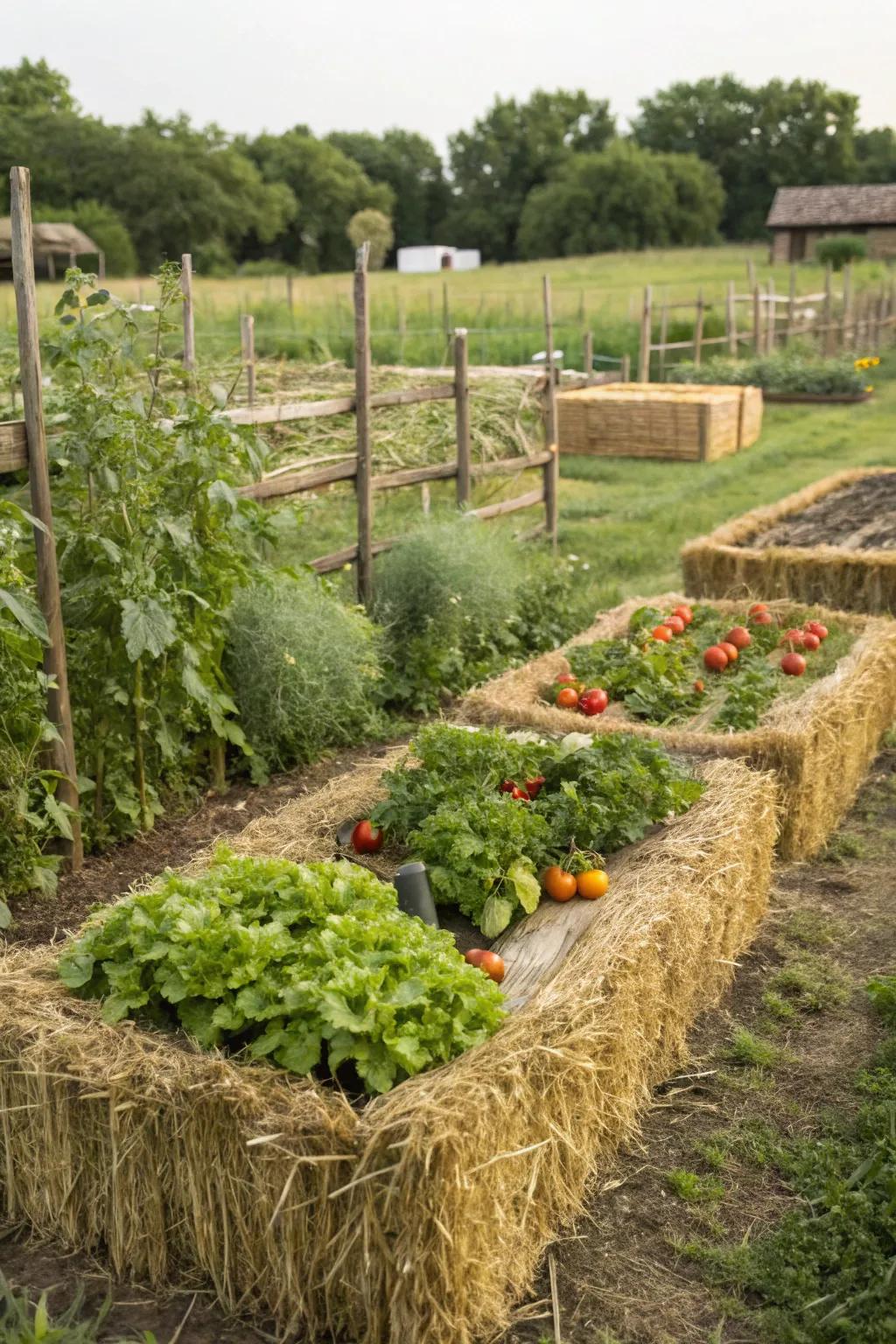 Hay bundles are a great eco-friendly pick for raised garden beds.
