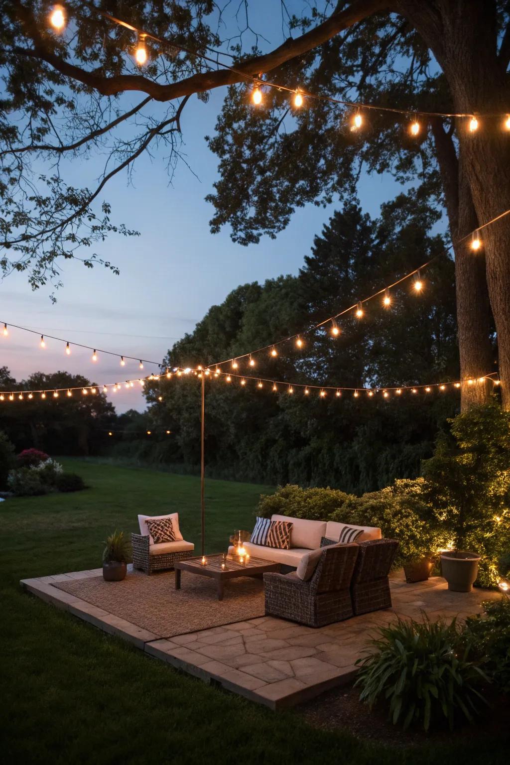 Decorative lights can turn any backyard into a magical escape.