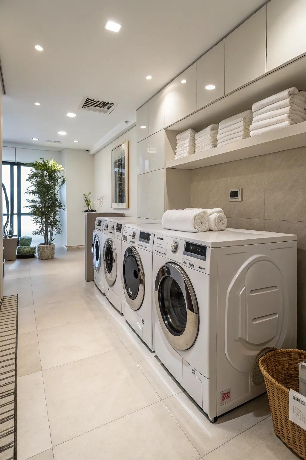 Elegant appliances showcased in a contemporary laundry room.
