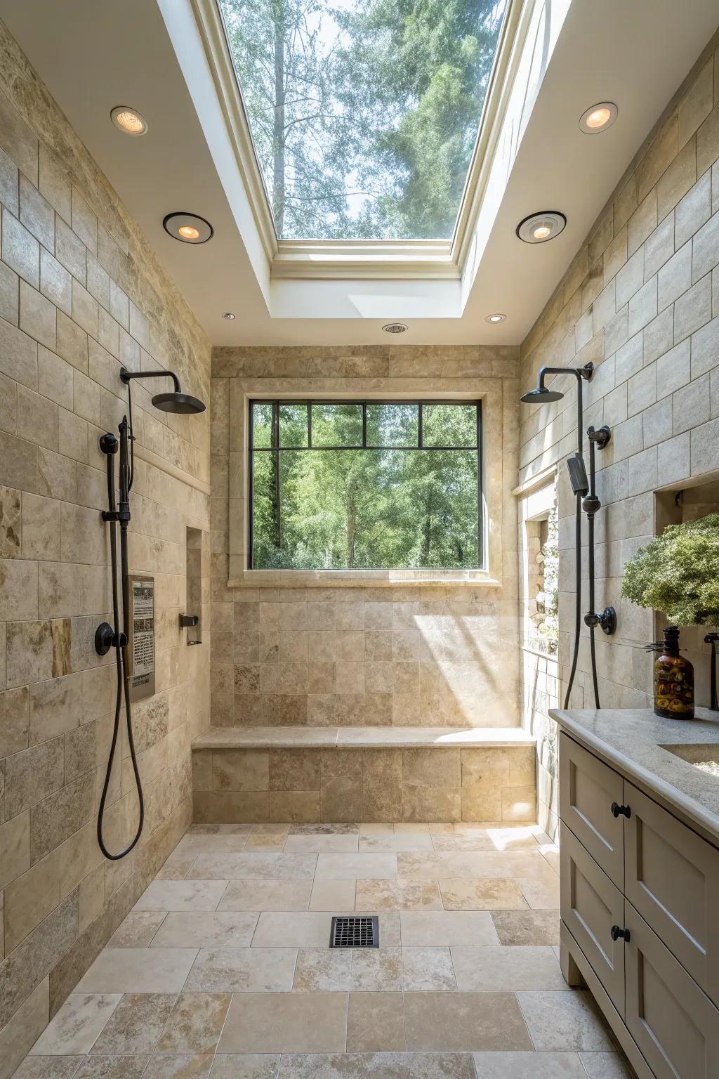 Roof windows can turn your shower into a bright space.