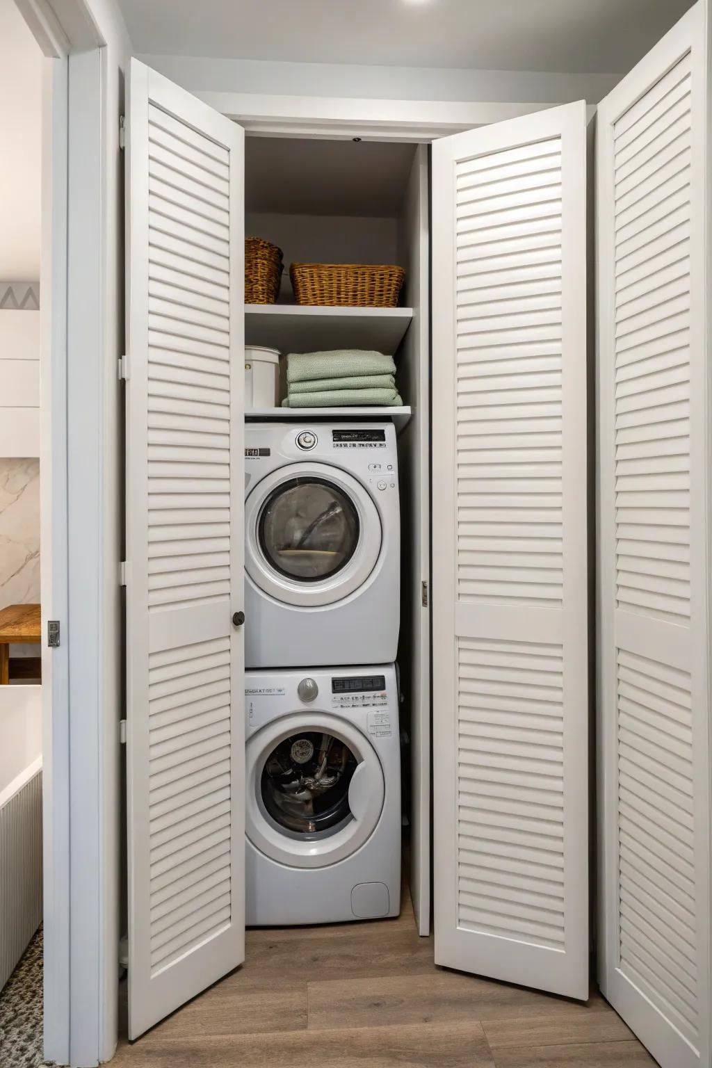 Keep your laundry hidden away by using a closet design.
