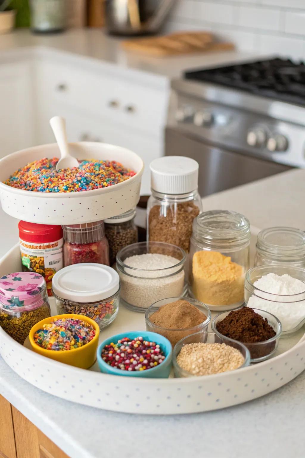 Baking made easy with organized spices.