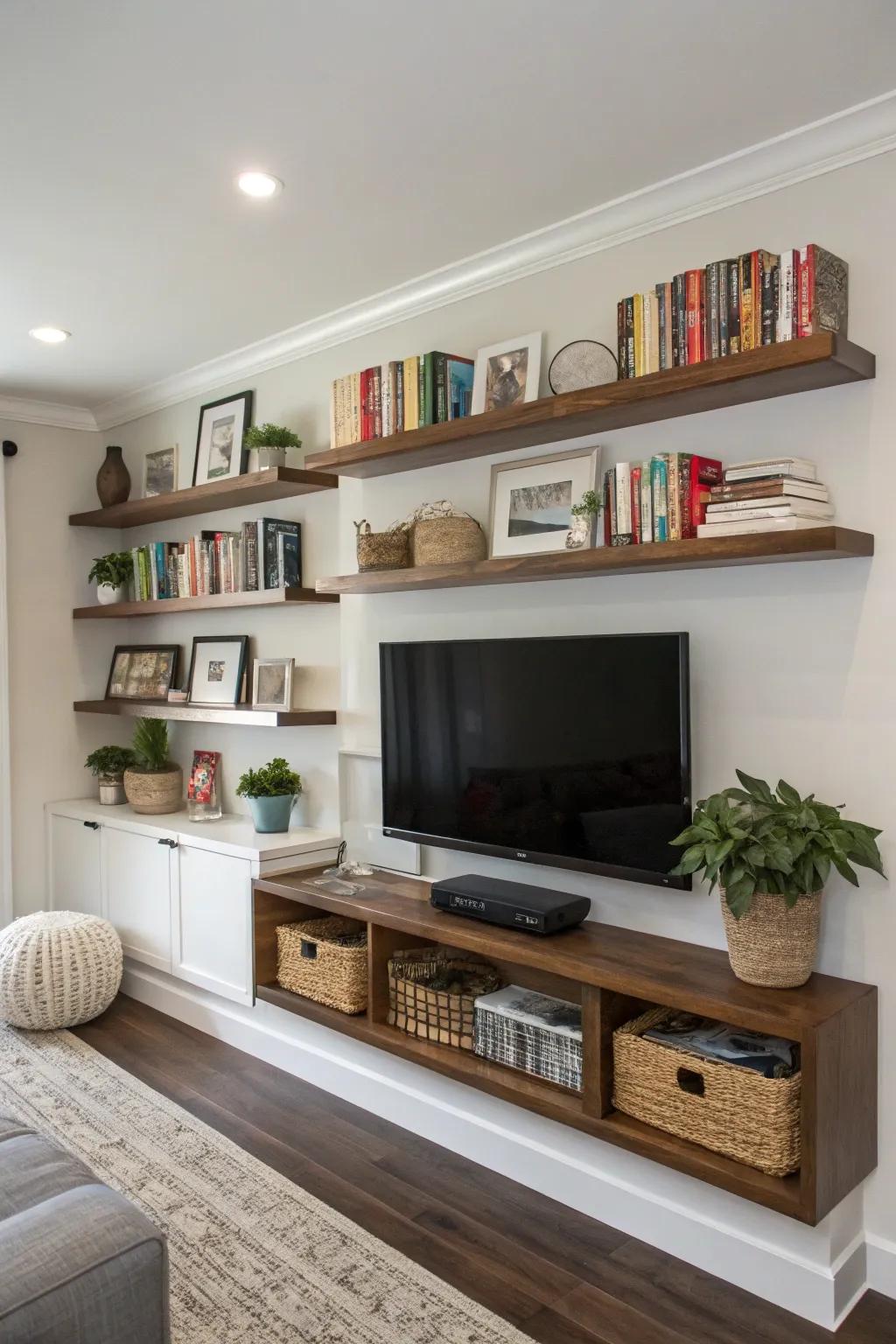 Enclose your tele with drifting ledges for an equitable visage.