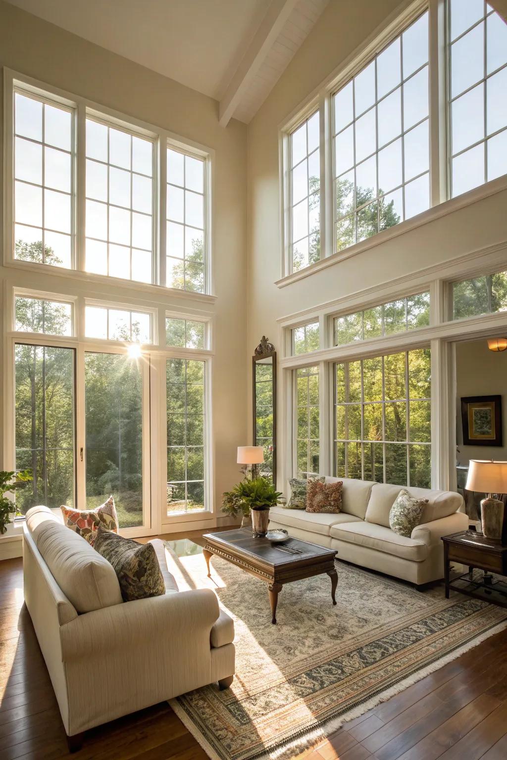 A sun-kissed living room that seamlessly merges with the outdoors.