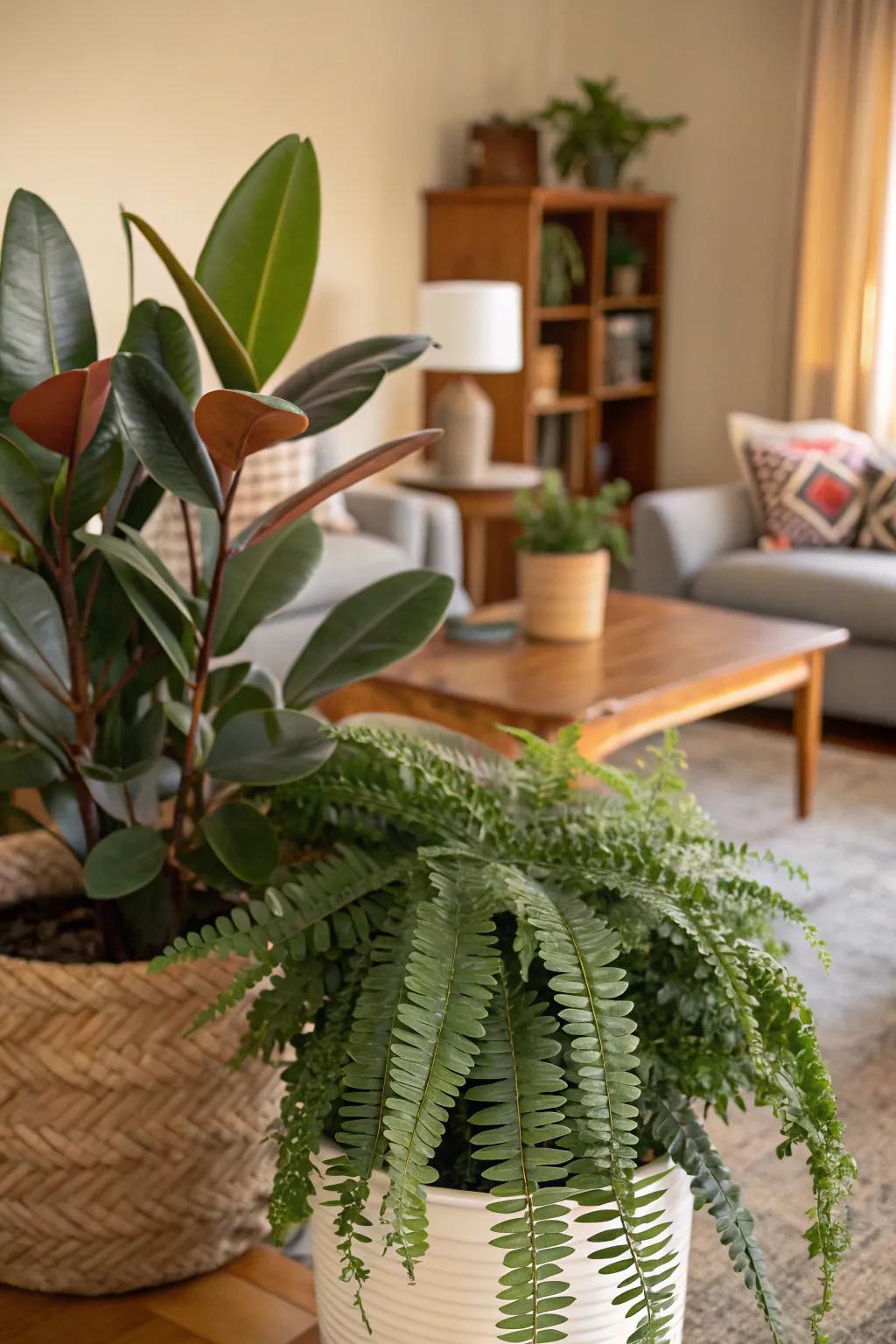 Contrast of glossy and sensitive plant textures.