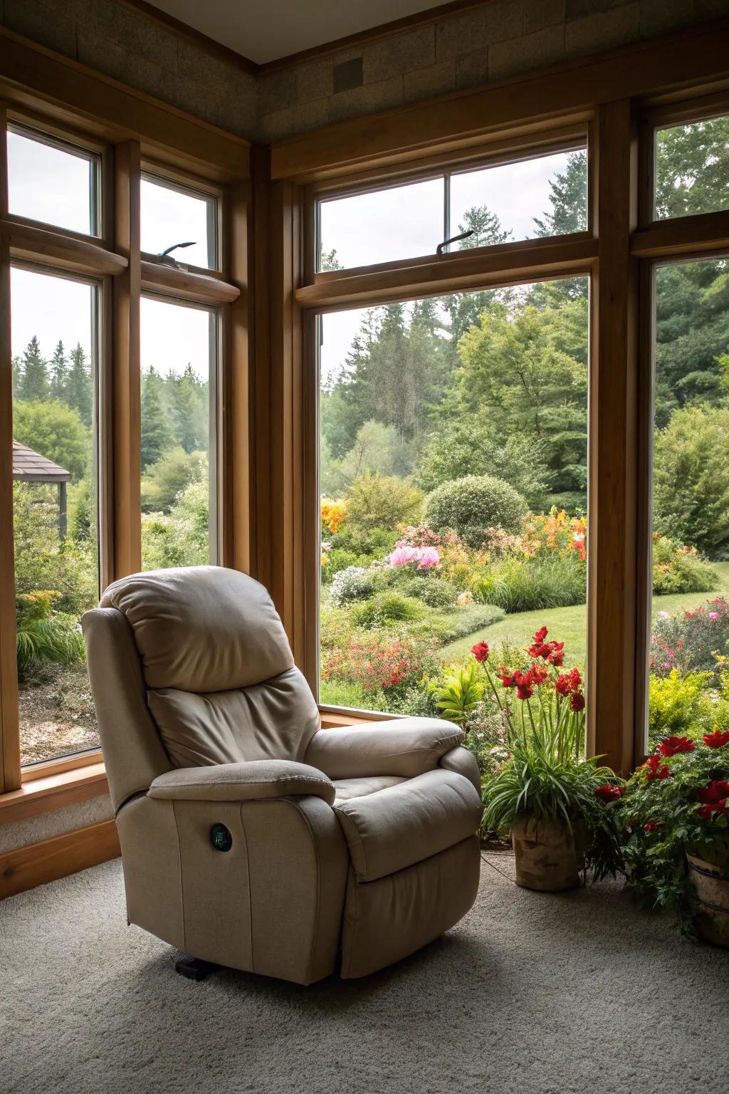 Loosen up and relish the view from your comfortable recliner.
