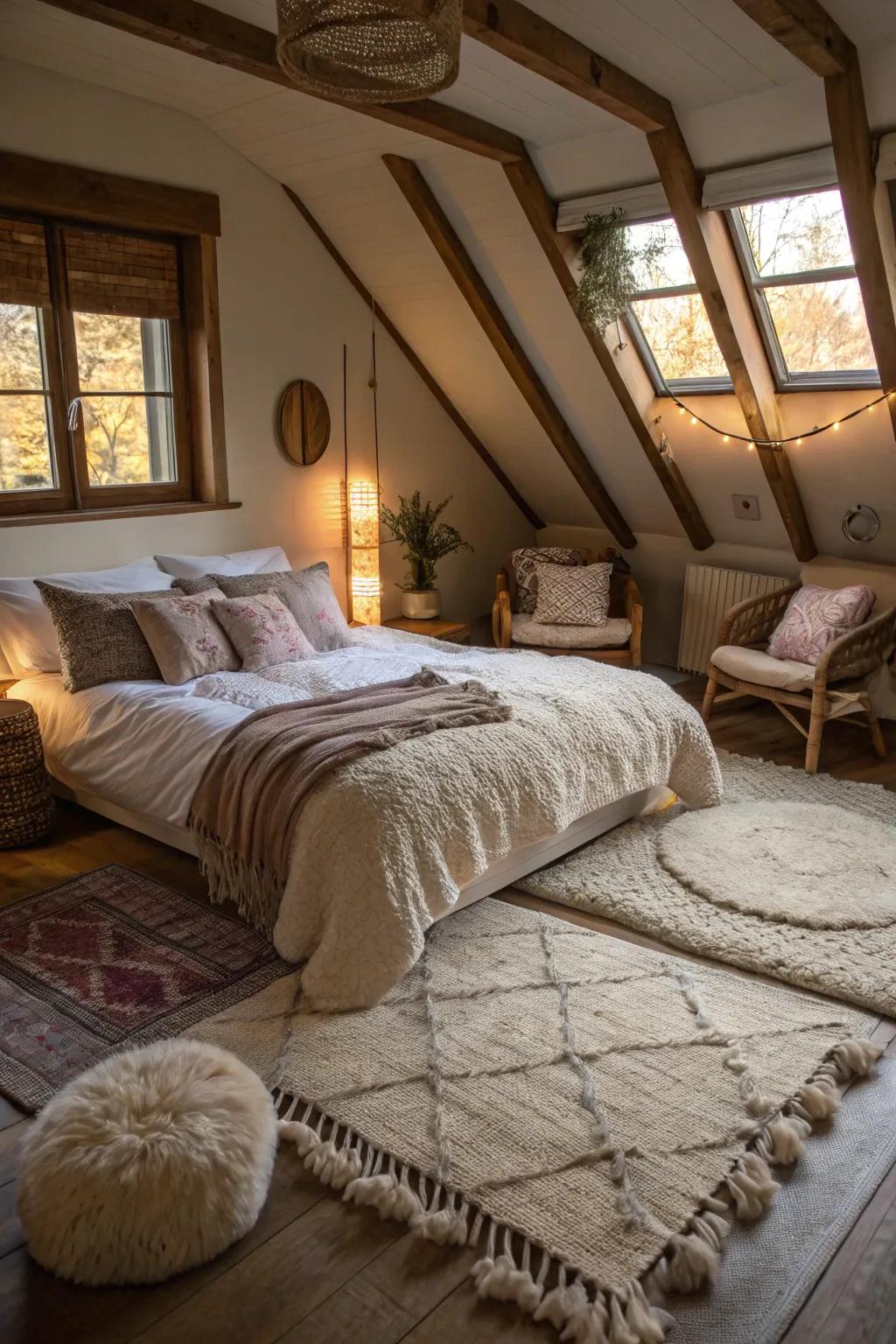 Infuse warmth through plush furnishings and tactile elements.