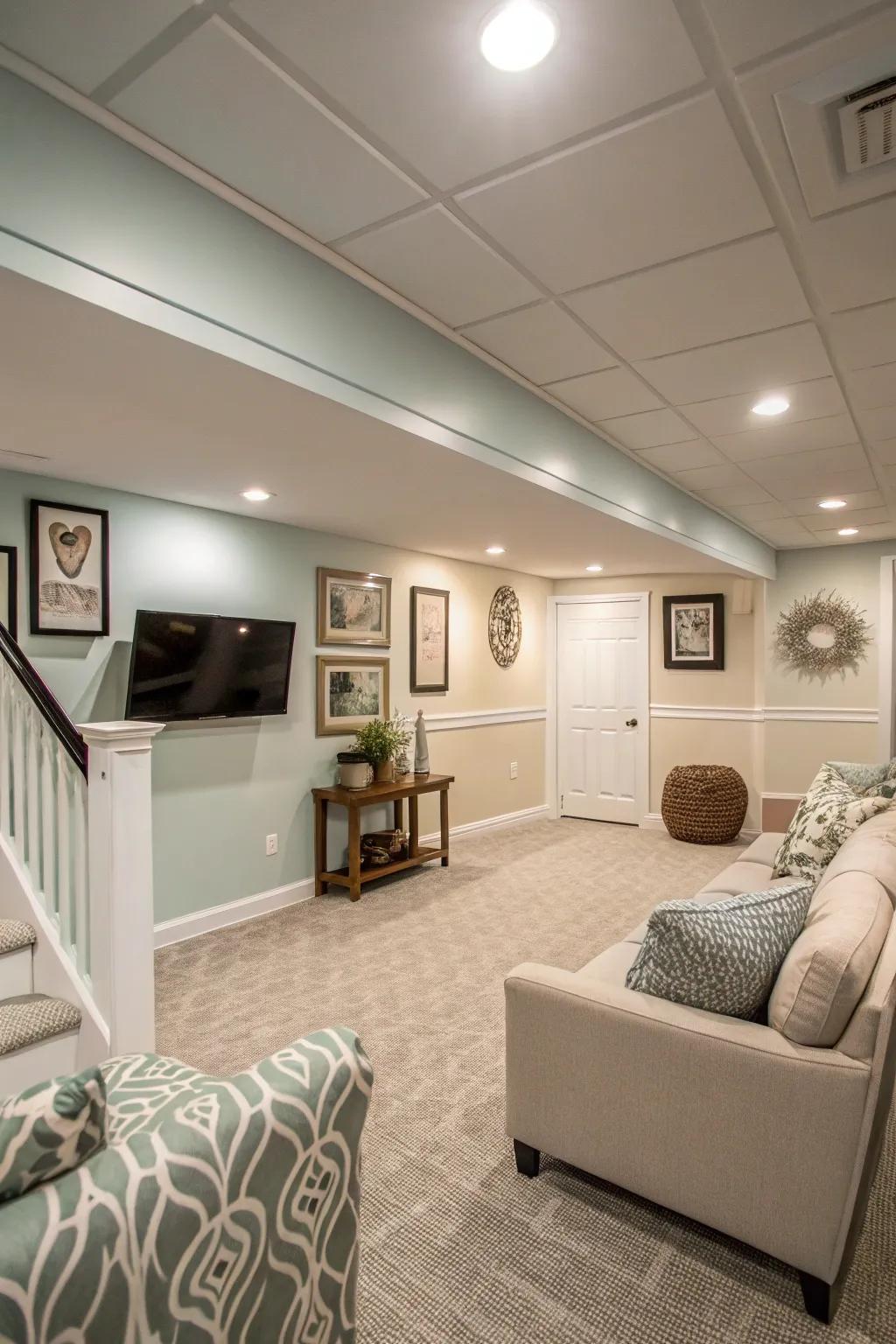 Bright shades enable the basement to feel more prominent and inviting.