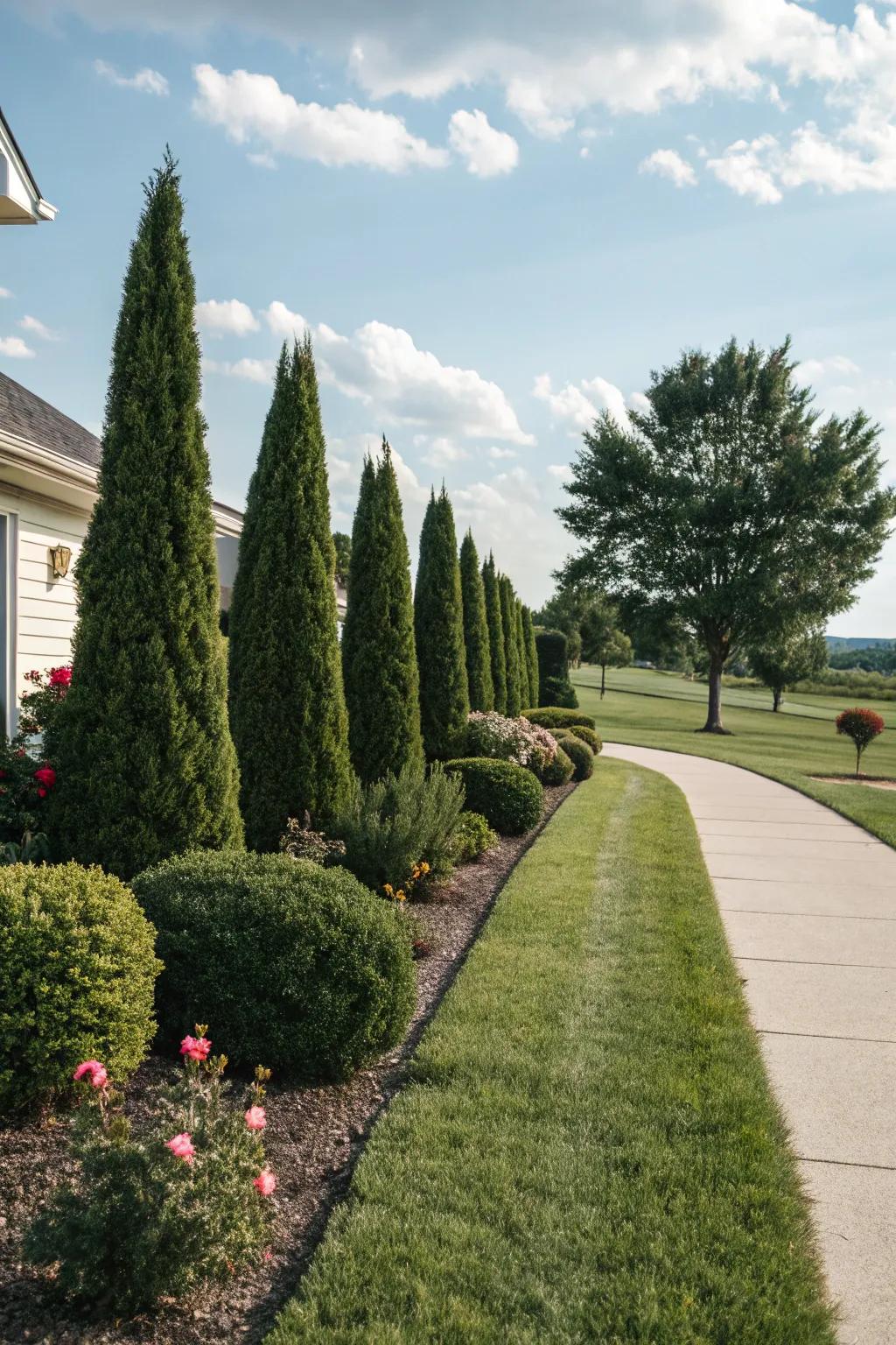 Shrubs that stay green providing year-round greenery.