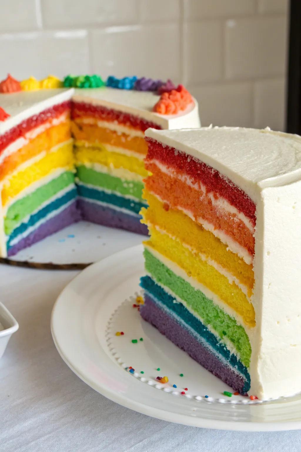 A stunning seven-layer cake that delivers a surprise with every slice.