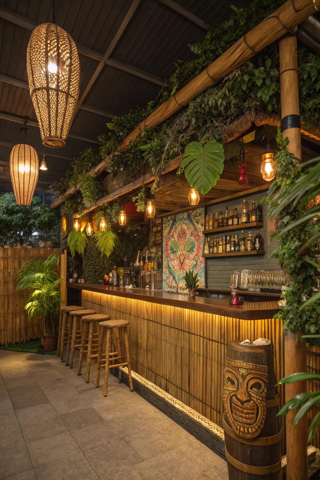 Turn your man cave into a tropical tiki paradise.