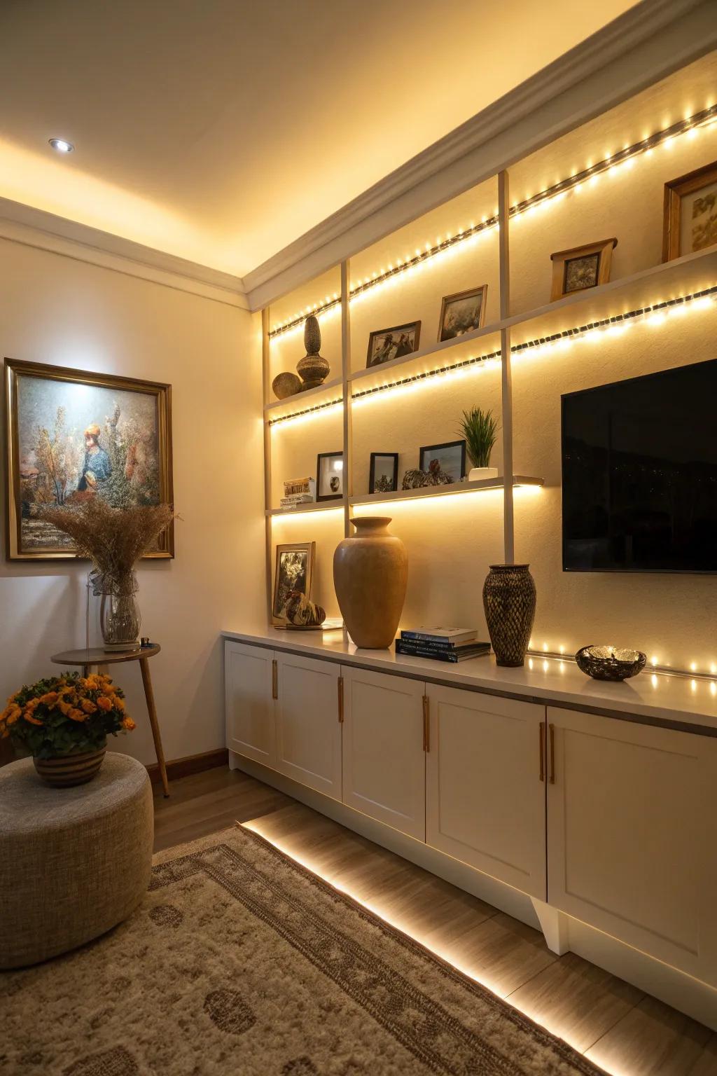 Gentle lighting transforms your space into a cozy escape.