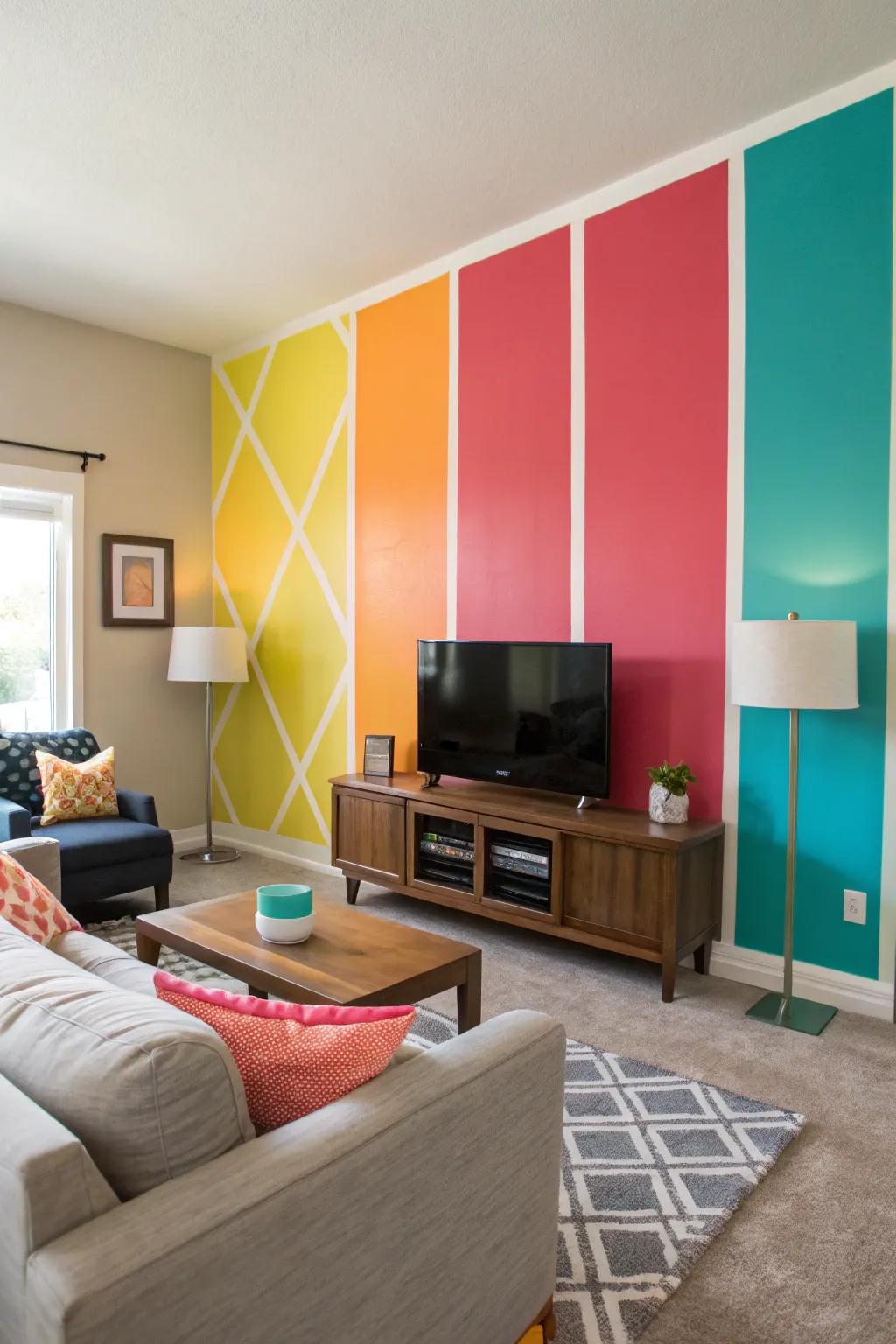 Hue partitioning transforms walls into vibrant highlights