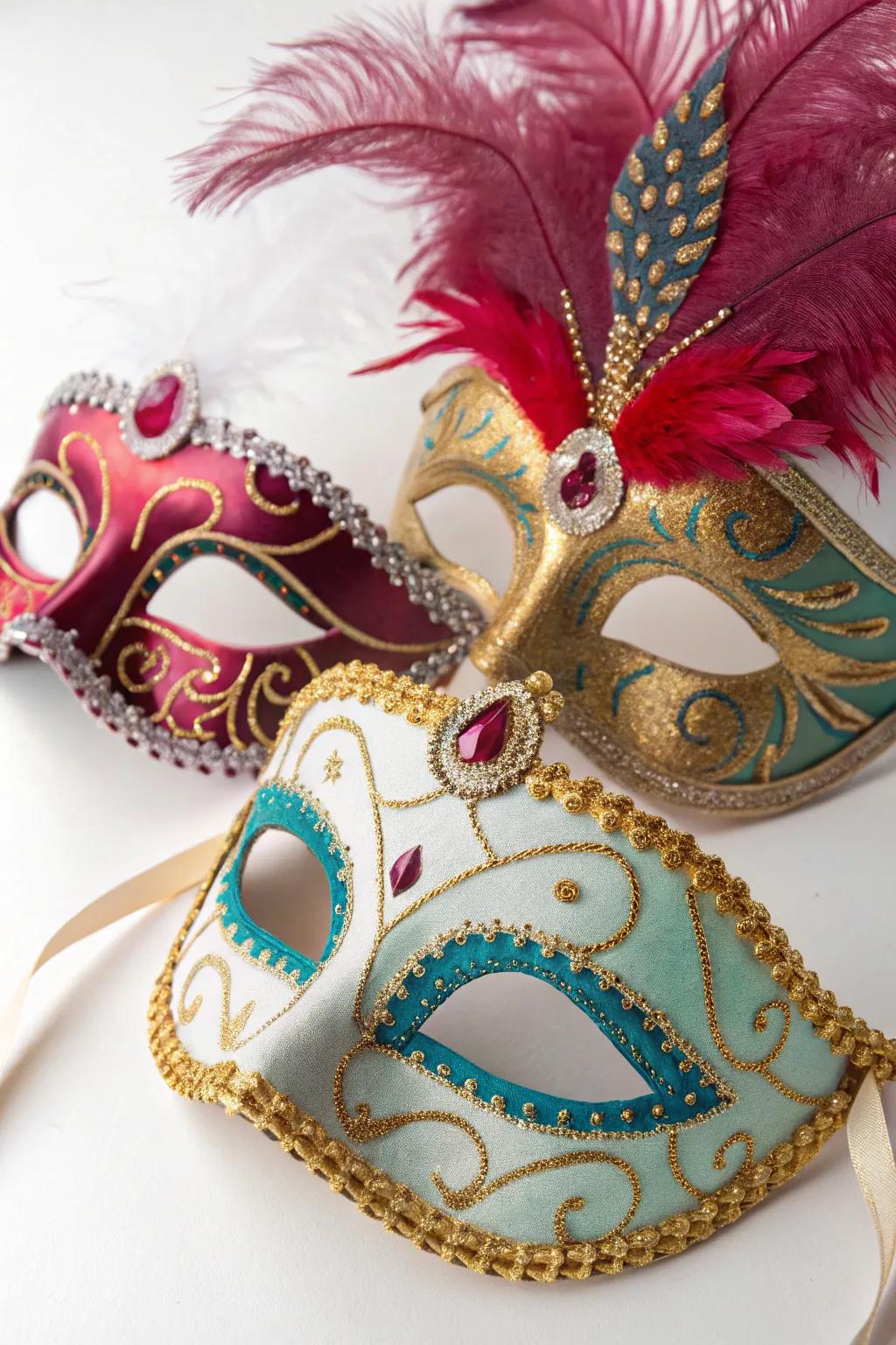Elaborate masquerade masks, perfect for a quinceañera.