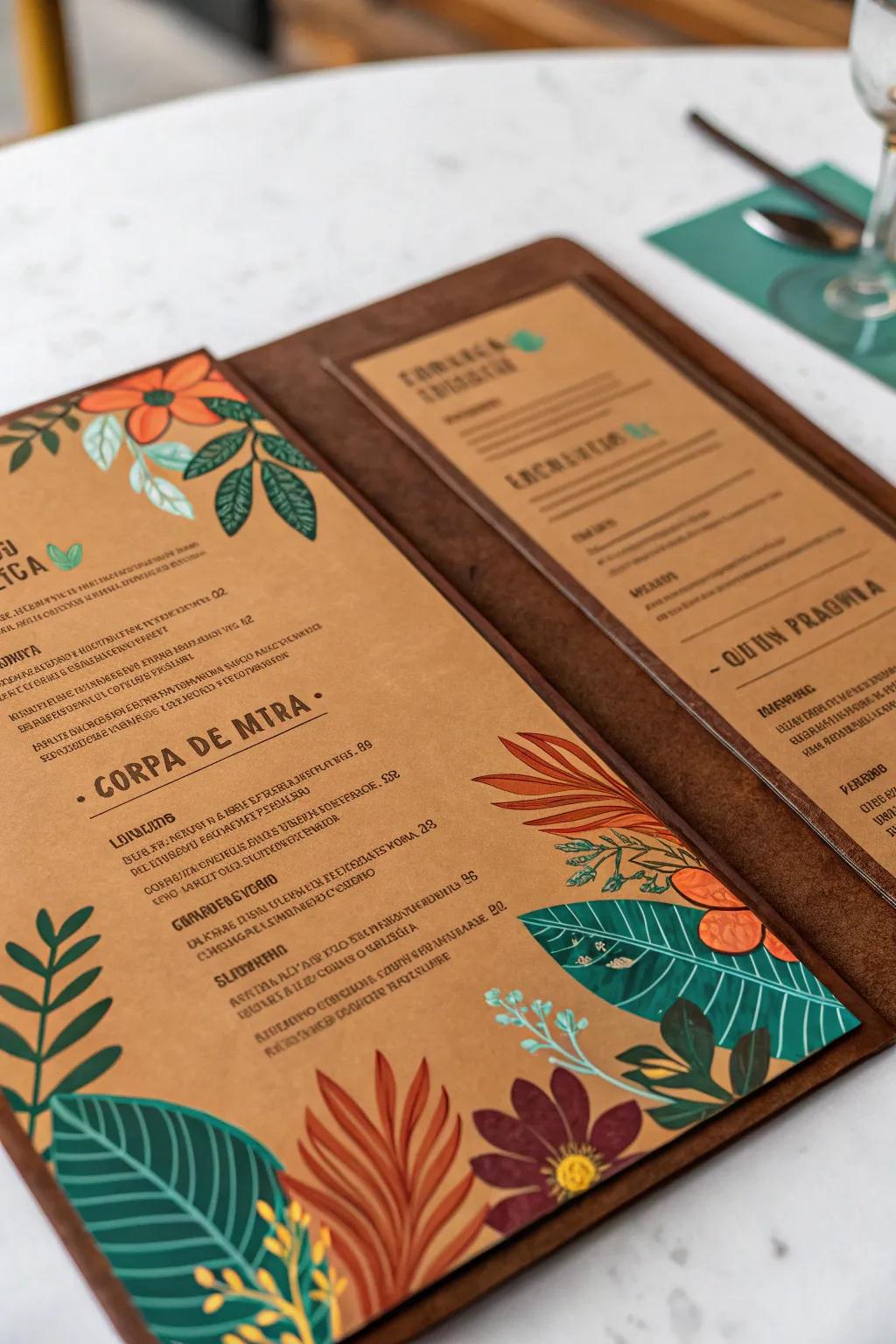 A unified mix of earthy and vibrant colors for attention-grabbing menus.