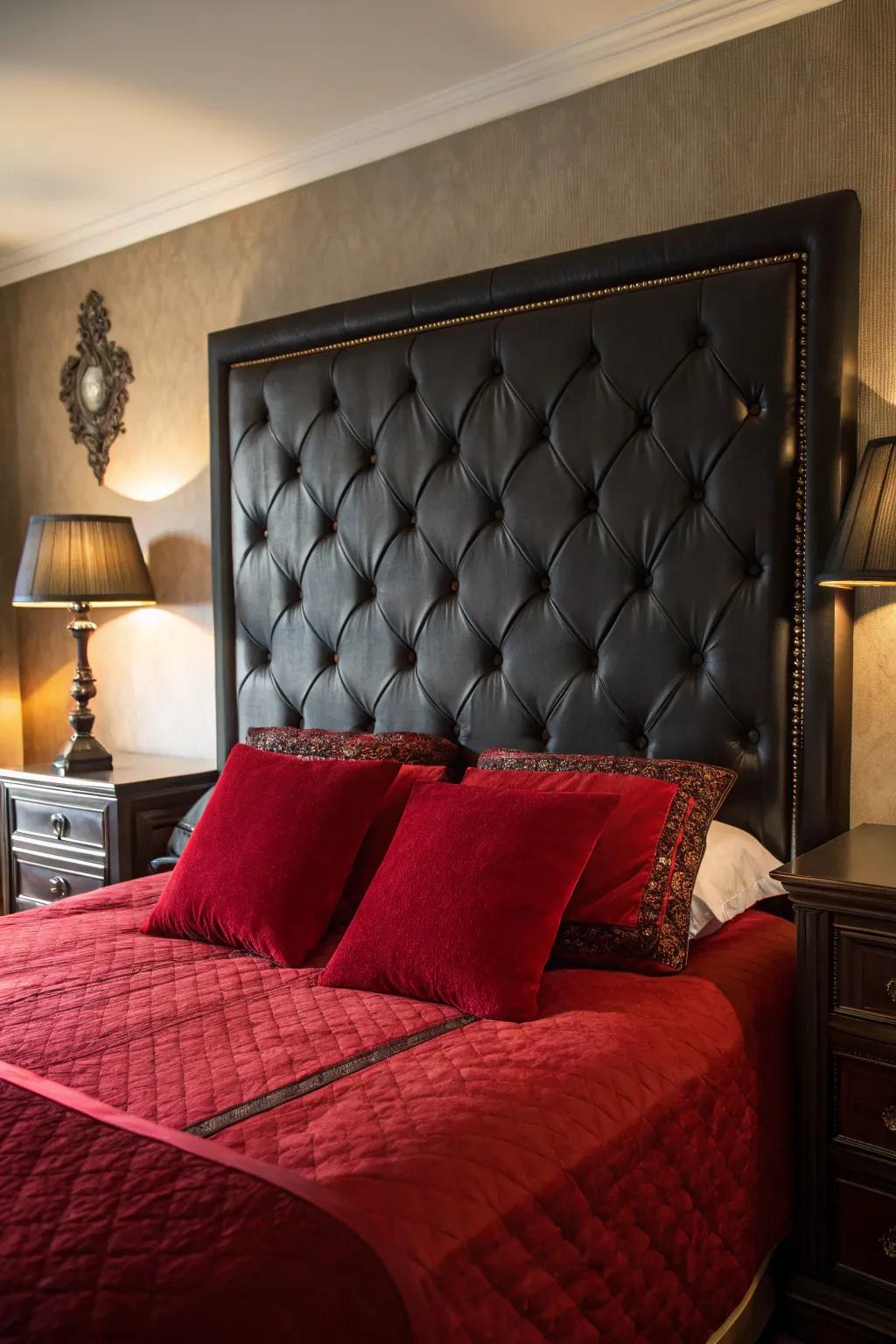 An upholstered headboard elevates grace and sophistication.