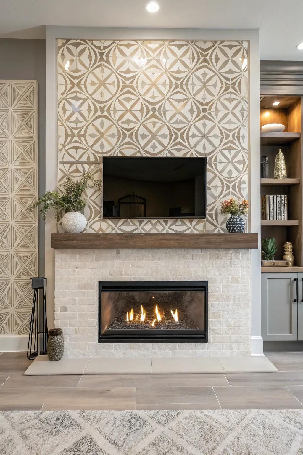 Symmetric shapes introduce a contemporary appeal to your fireplace.