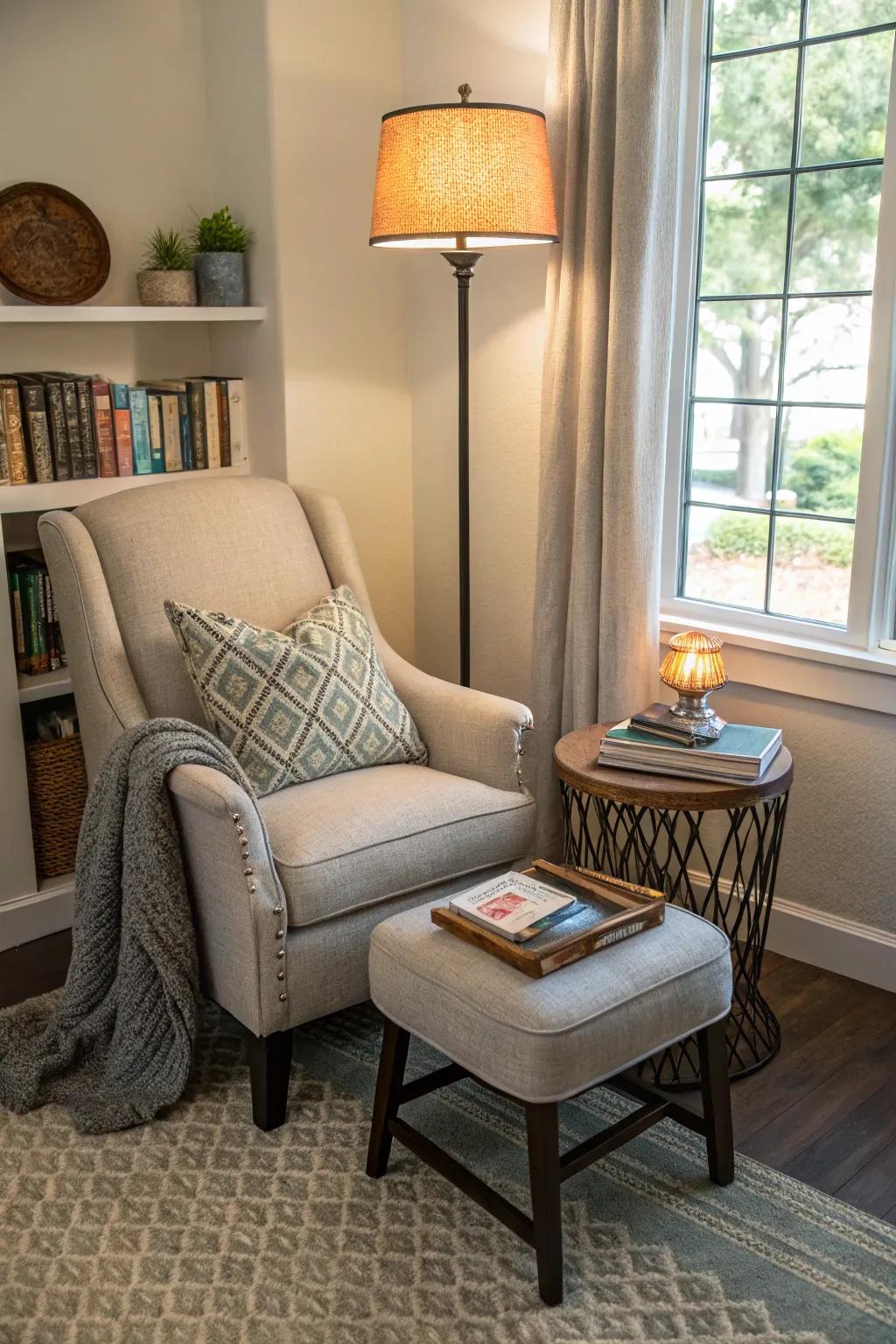 A cozy corner in a modern flex room perfect for relaxation.