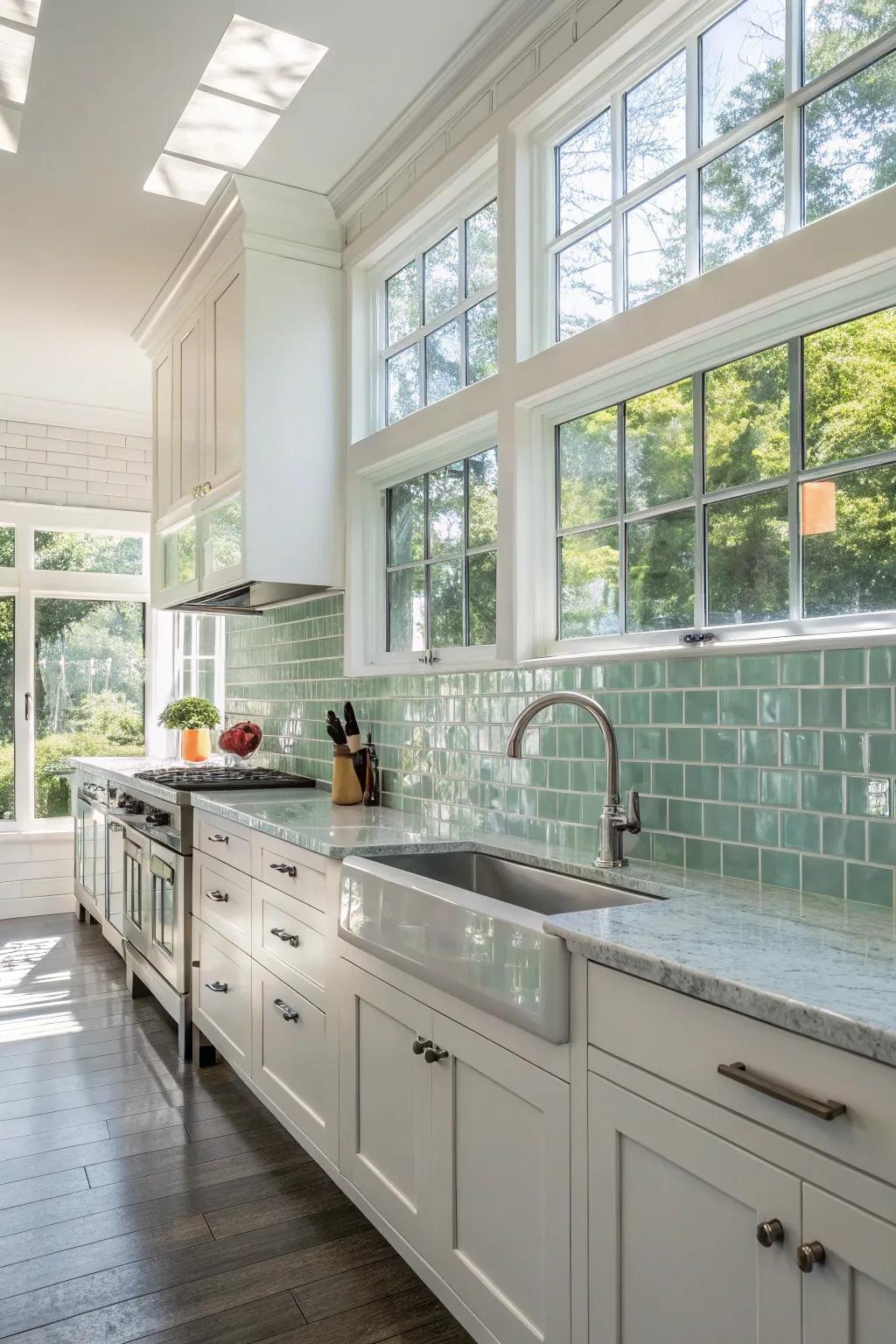 Crystal tiles infuse brightness and openness into any cooking space.
